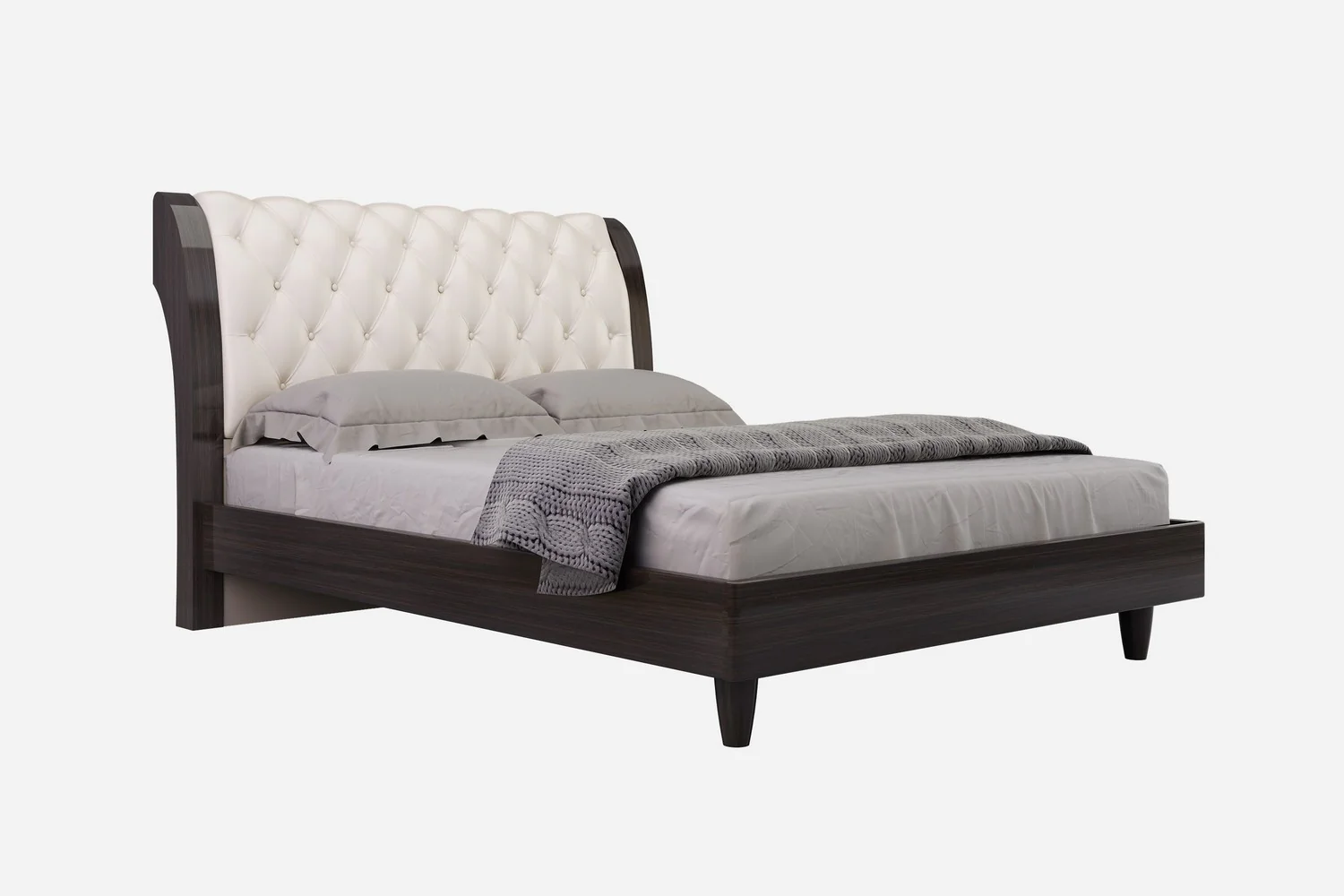 Modern Queen Beige High Gloss Bed By Homeroots