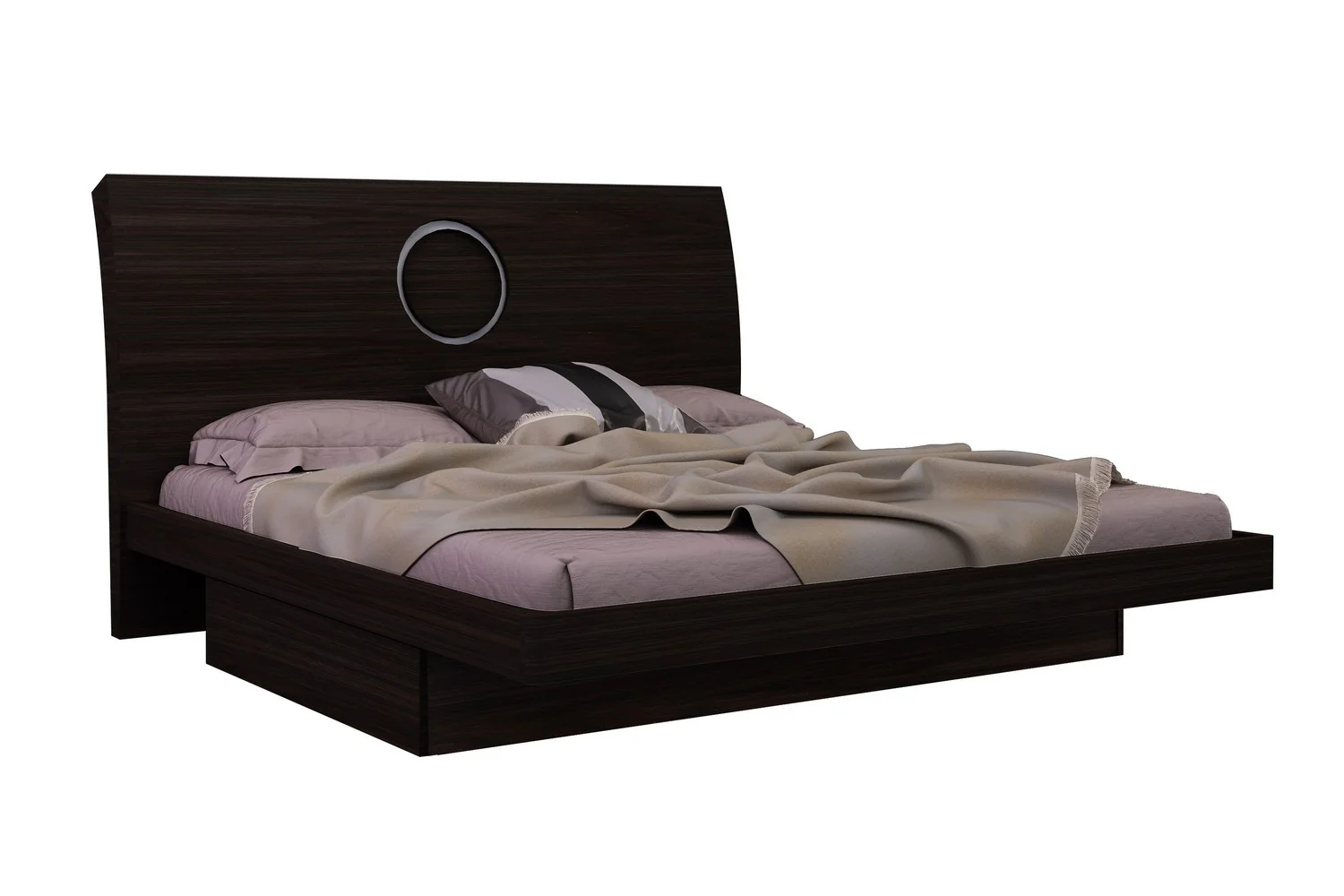 Modern Queen Wenge High Gloss Bed By Homeroots - Image 2