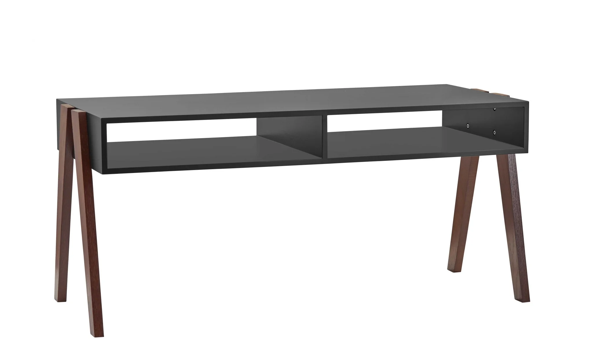 Modern Retro Black and Walnut Finish Coffee Table By Homeroots