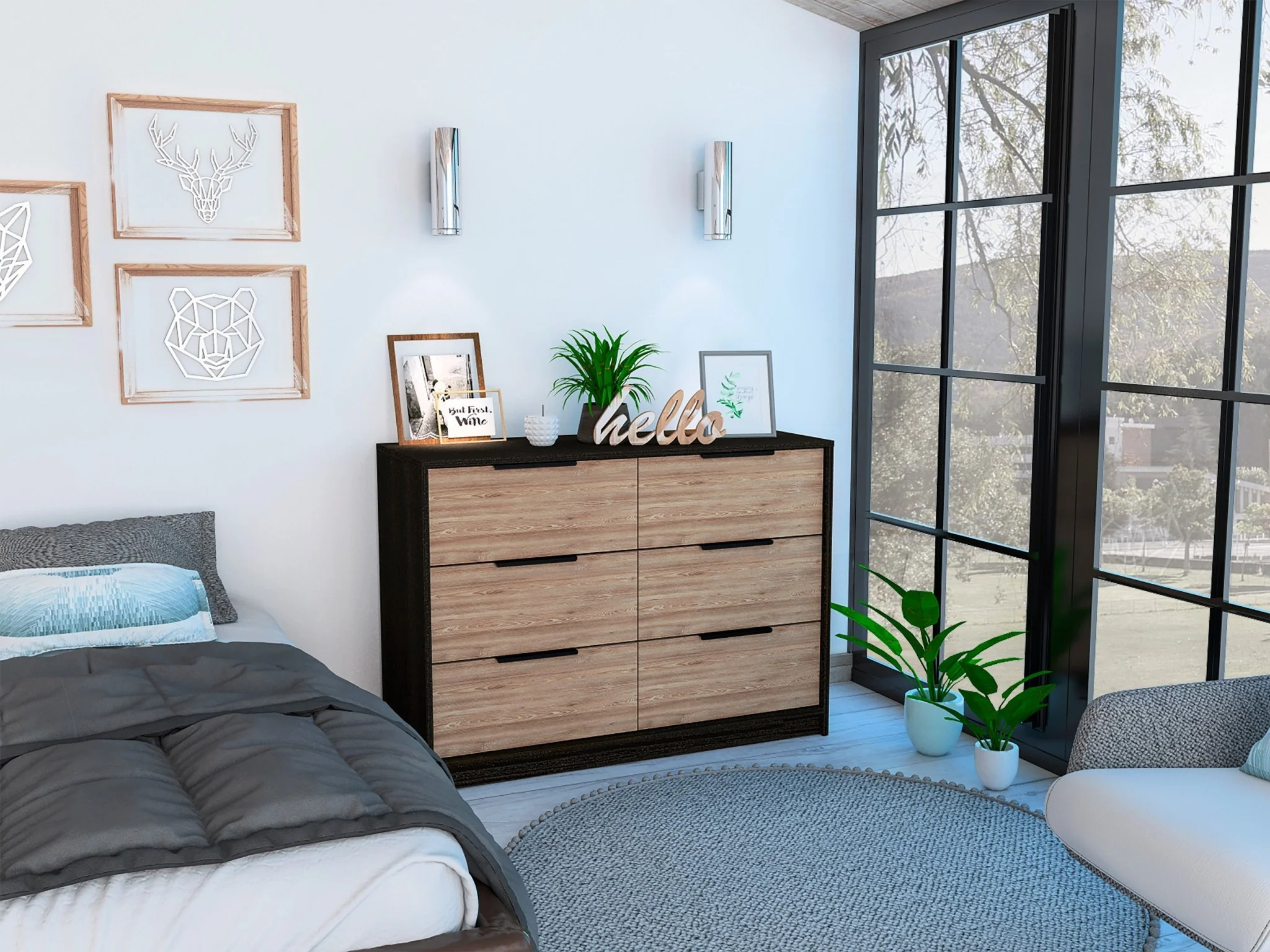 Modern Rustic Black And Natural Dresser By Homeroots