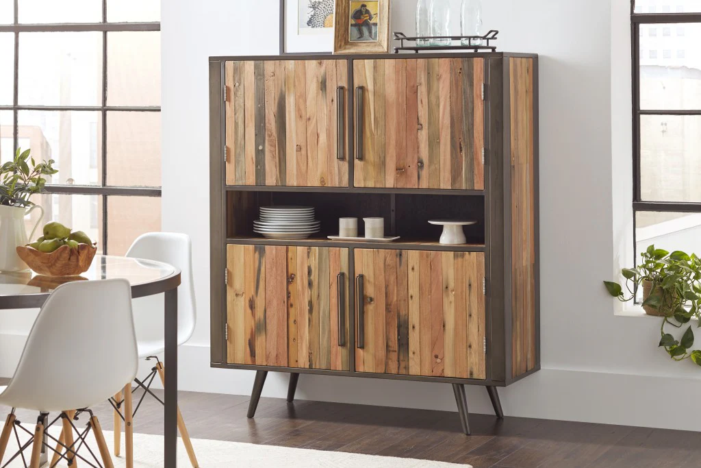 Modern Rustic Double Decker Accent Cabinet By Homeroots