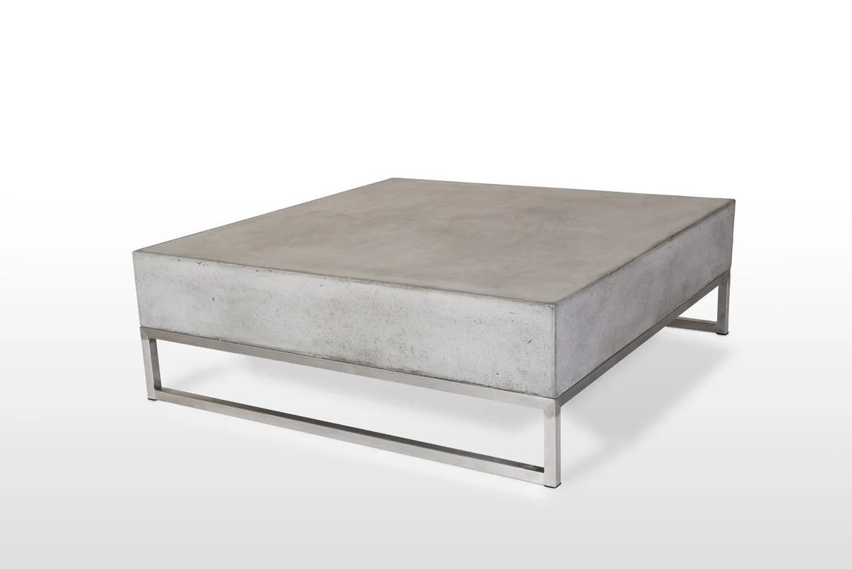 Modern Square Dark Gray Concrete and Steel Coffee Table By Homeroots