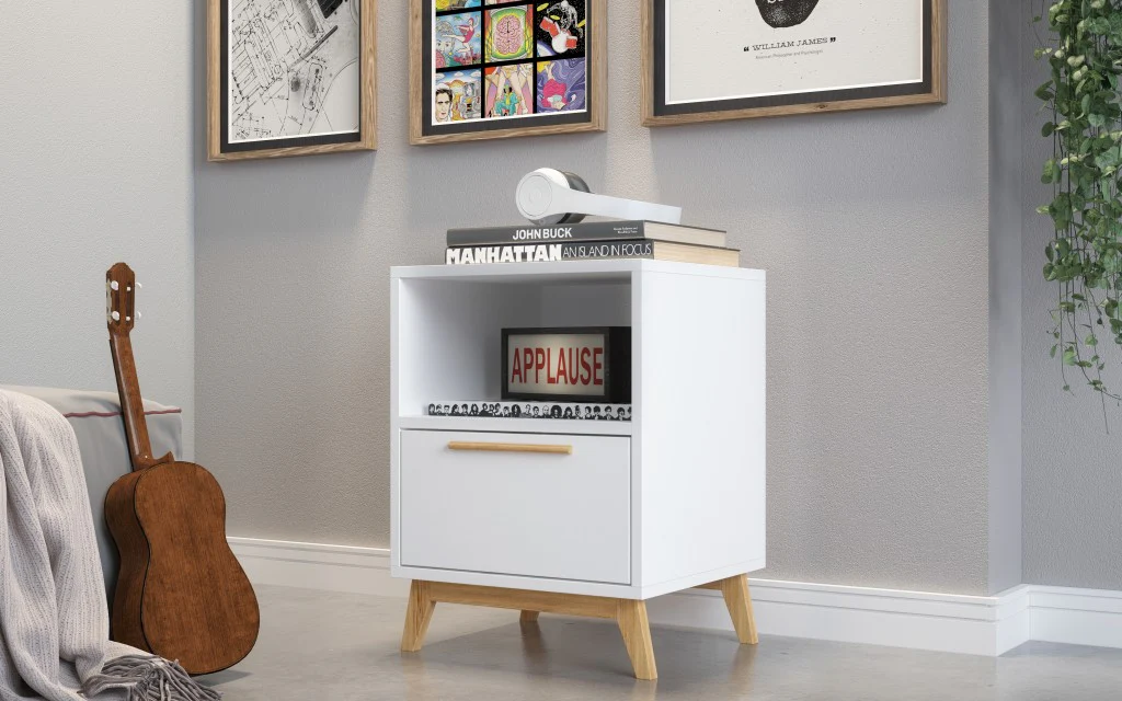 Modern White And Natural Flair Night Stand By Homeroots