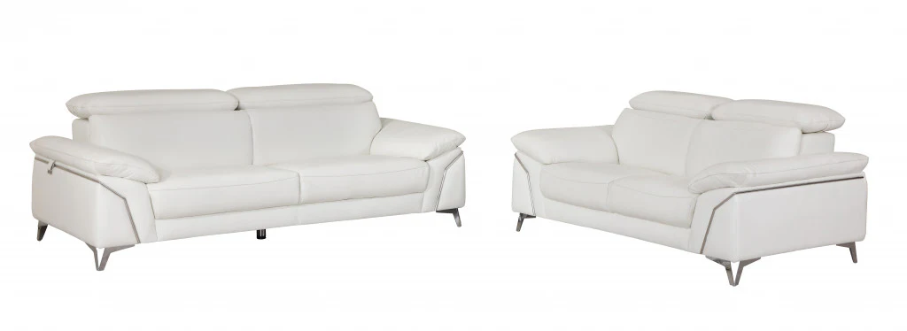 Modern White Leather Sofa And Loveseat By Homeroots - 343868