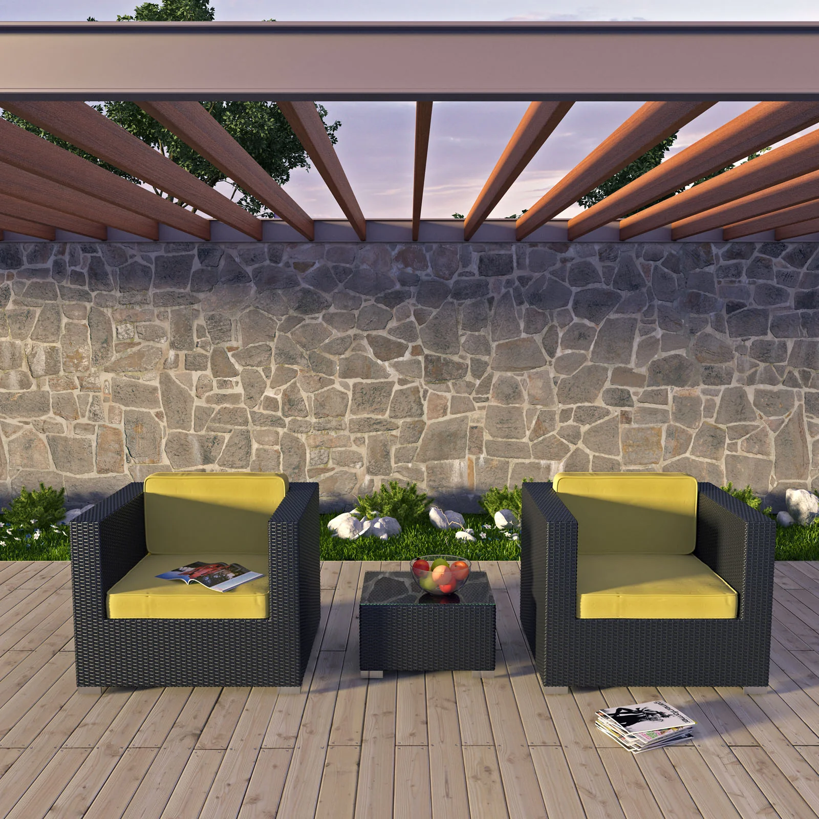 Modway Burrow 3 Piece Outdoor Patio Sofa Set - Image 9