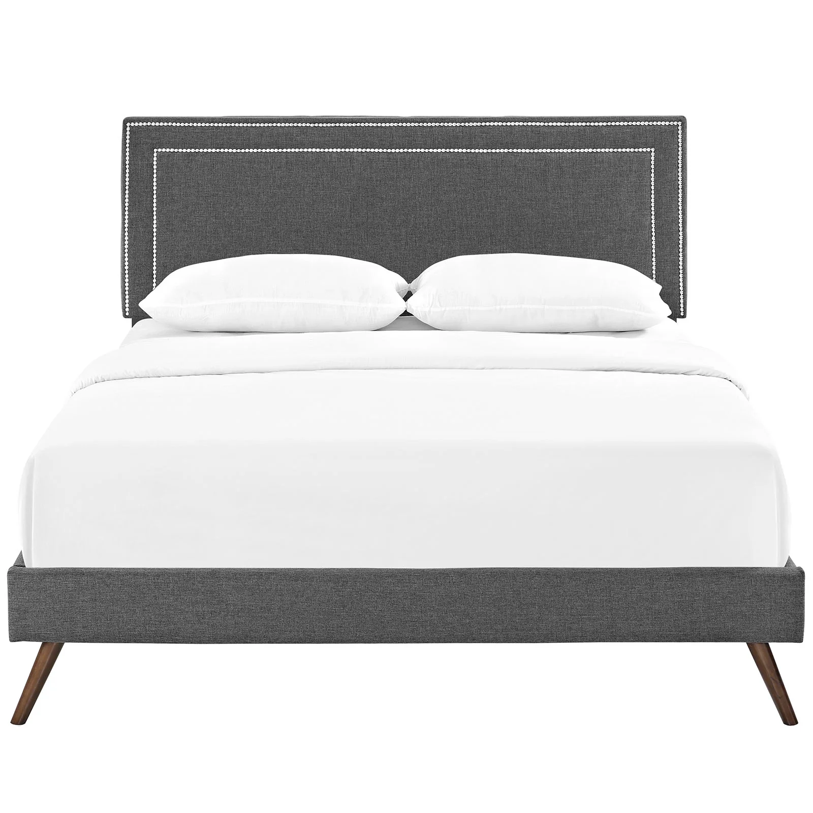Modway Jessamine Fabric Queen Platform Bed with Round Splayed Legs - Image 5