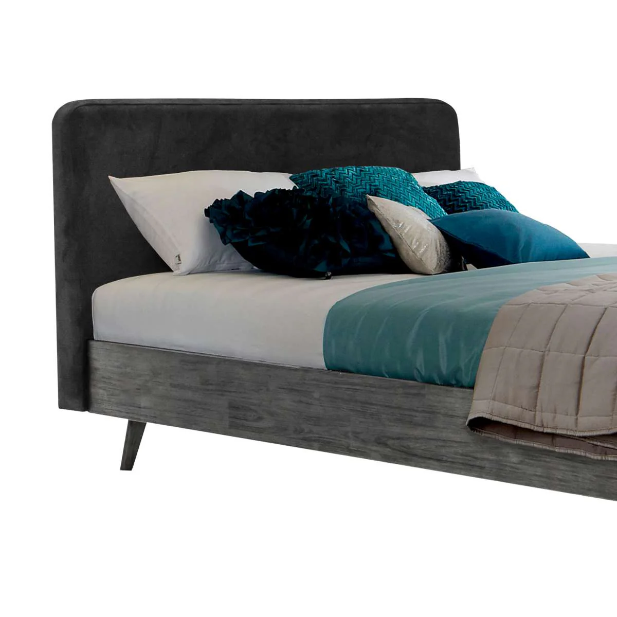 Mohave Mid Century Tundra Gray Acacia Queen Platform Bed By Armen Living - Image 3