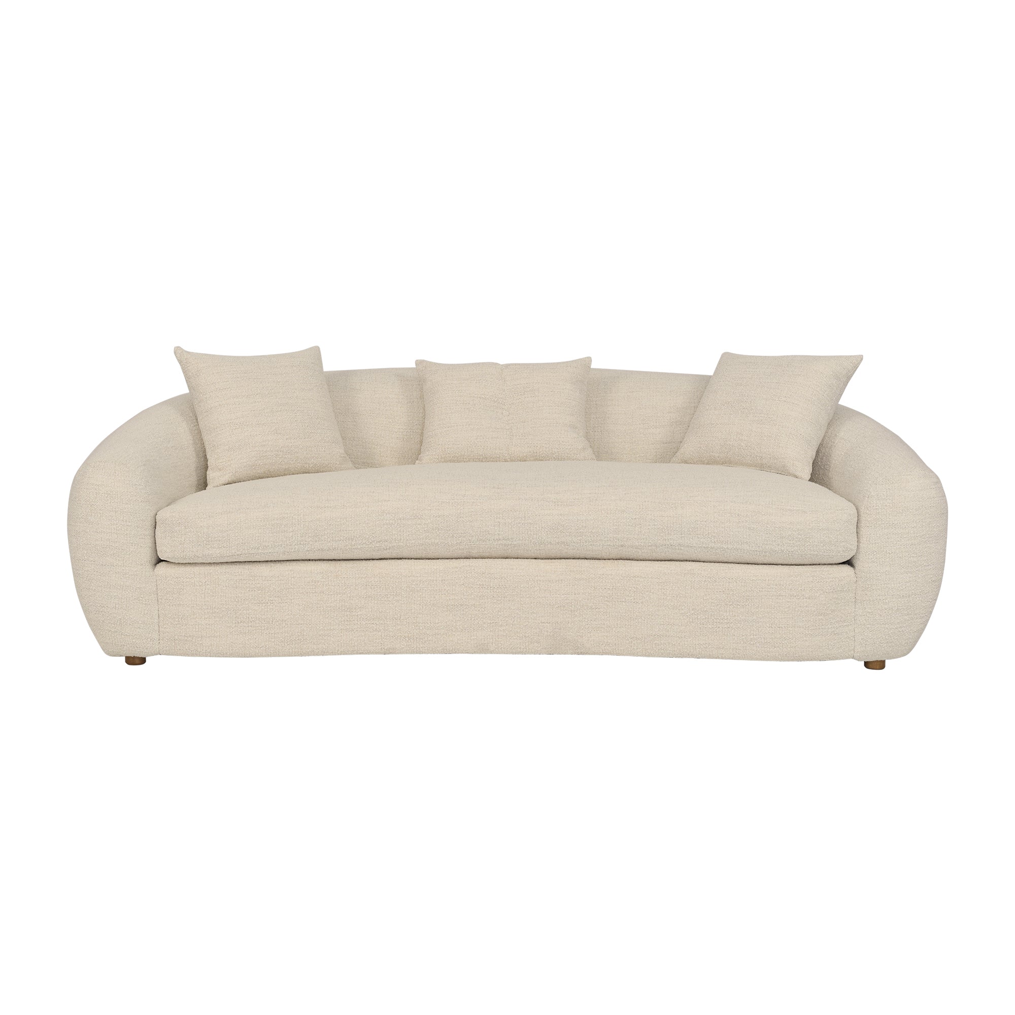 Molly 96.5" Upholstered Curved Sofa in Pearl By Armen Living - Image 2