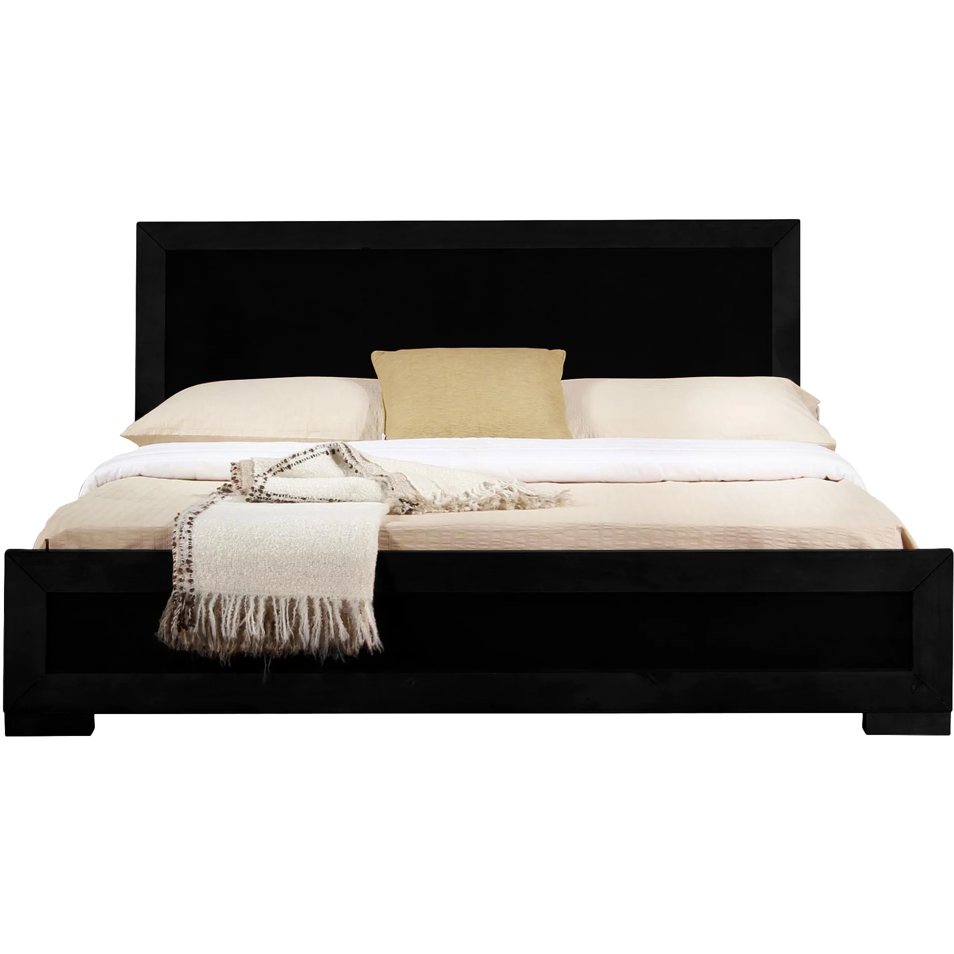 Moma Black Wood Platform Full Bed With Nightstand By Homeroots - Image 4