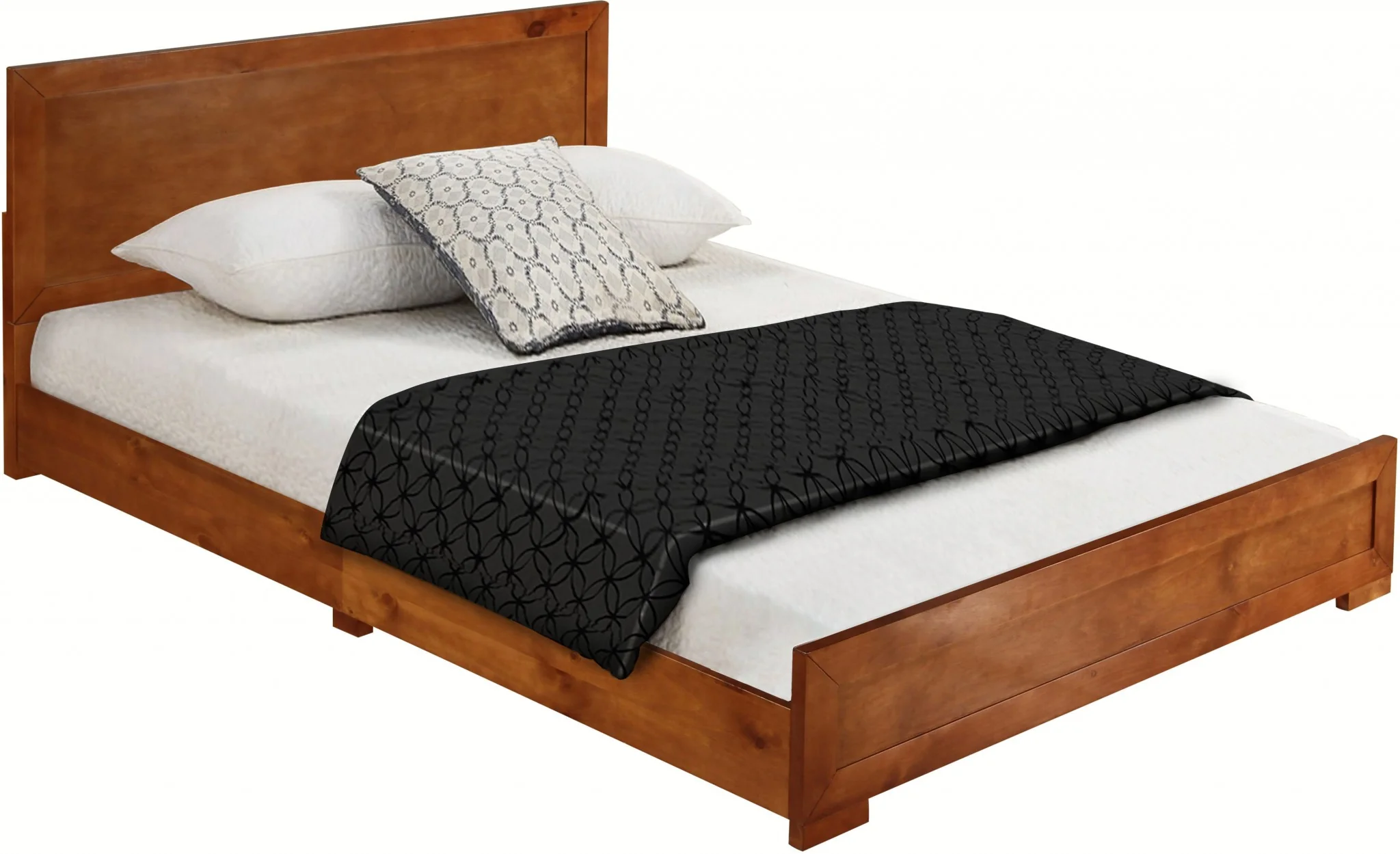 Moma Cherry Wood Platform Twin Bed With Nightstand By Homeroots - Image 5