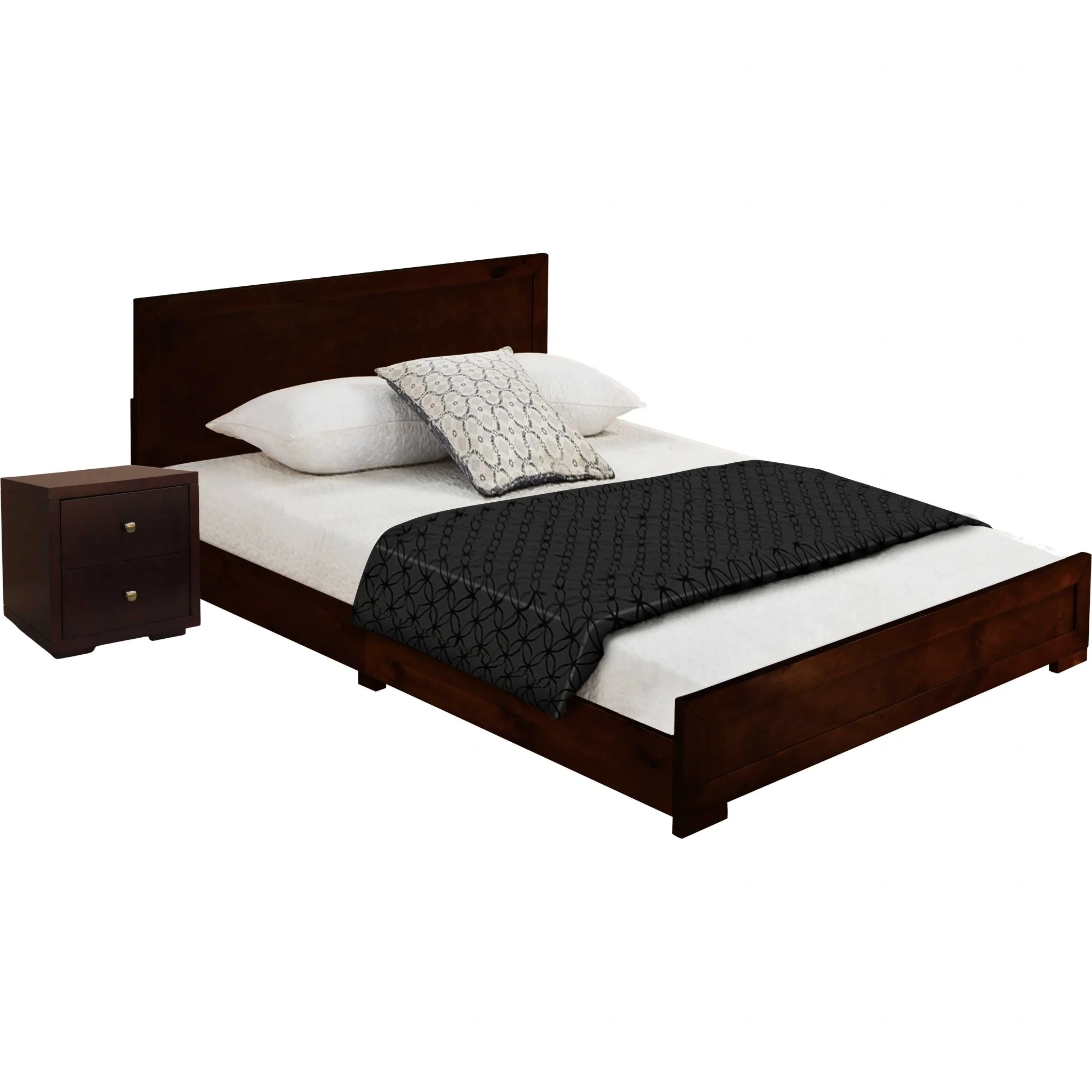 Moma Espresso Wood Platform Twin Bed With Nightstand By Homeroots - Image 3