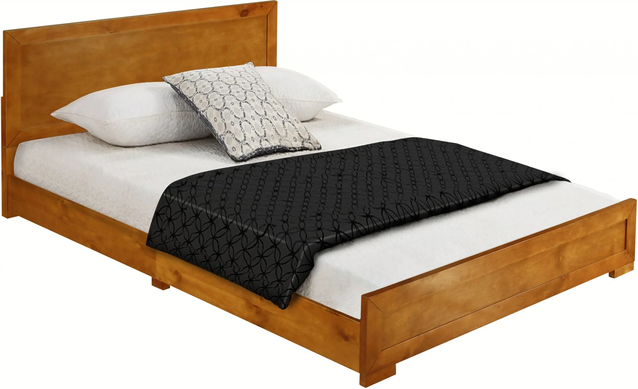 Moma Oak Wood Platform Queen Bed With Two Nightstands By Homeroots - Image 5