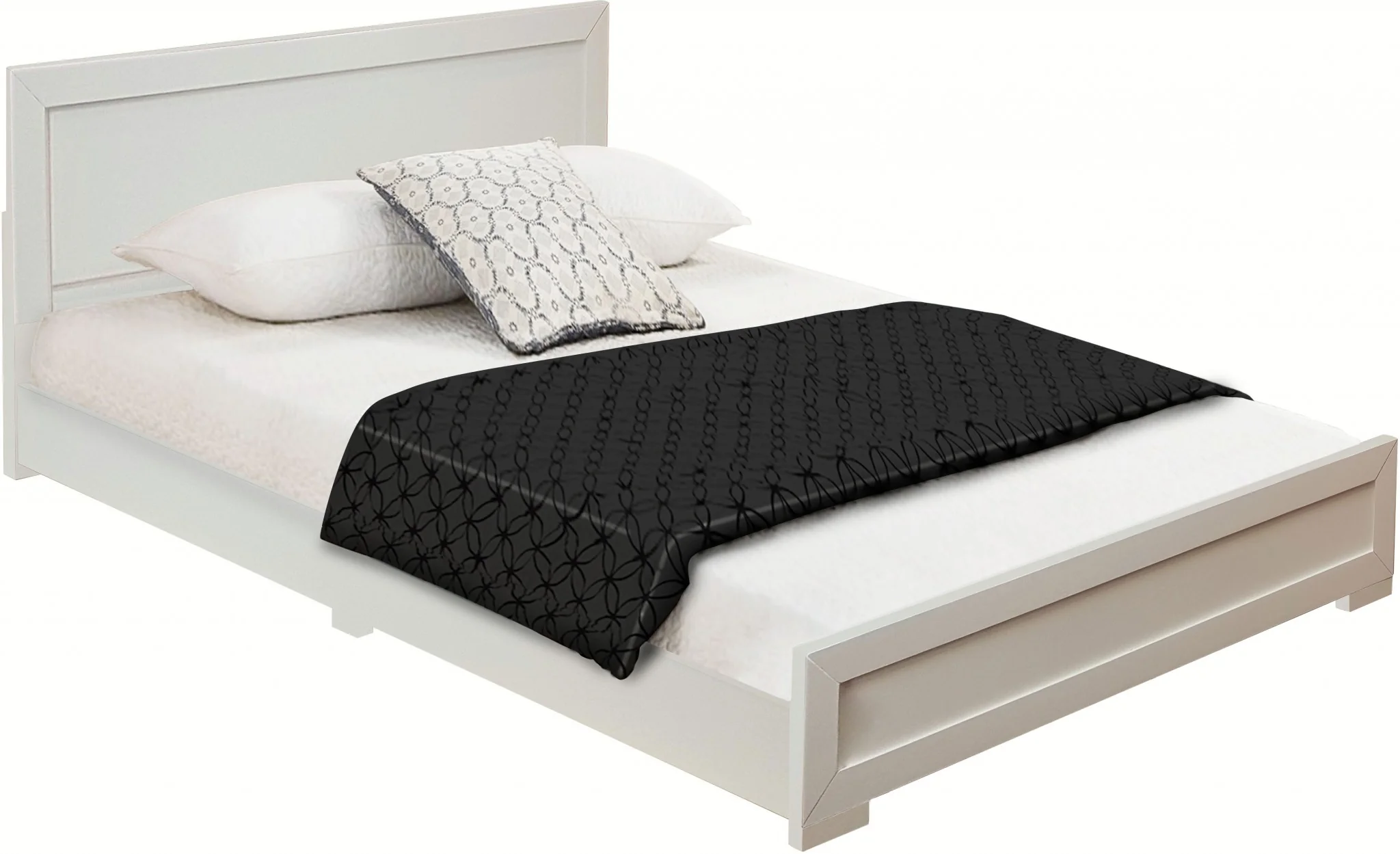 Moma White Wood Platform King Bed With Two Nightstands By Homeroots - Image 5