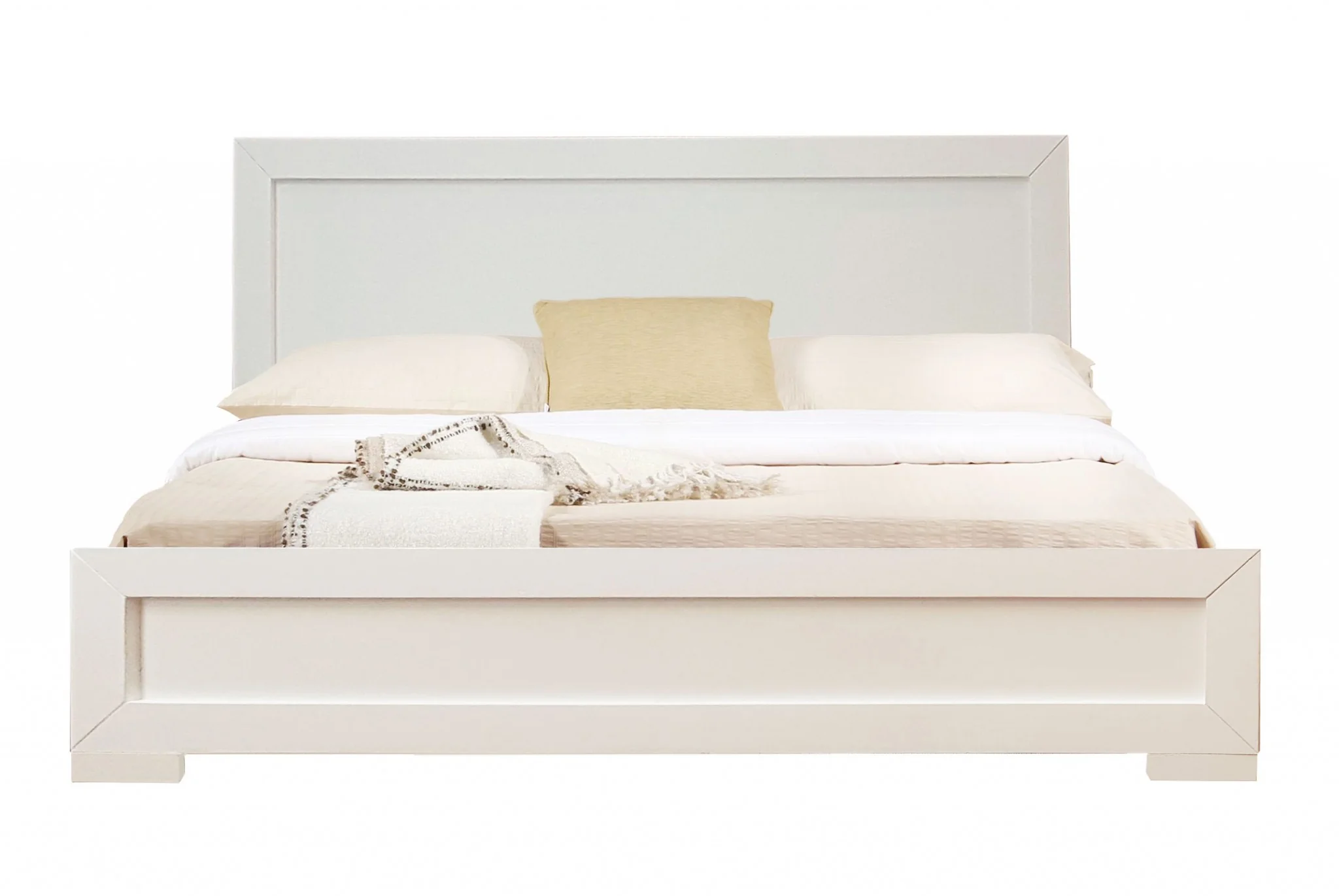 Moma White Wood Platform Twin Bed With Nightstand By Homeroots - Image 4
