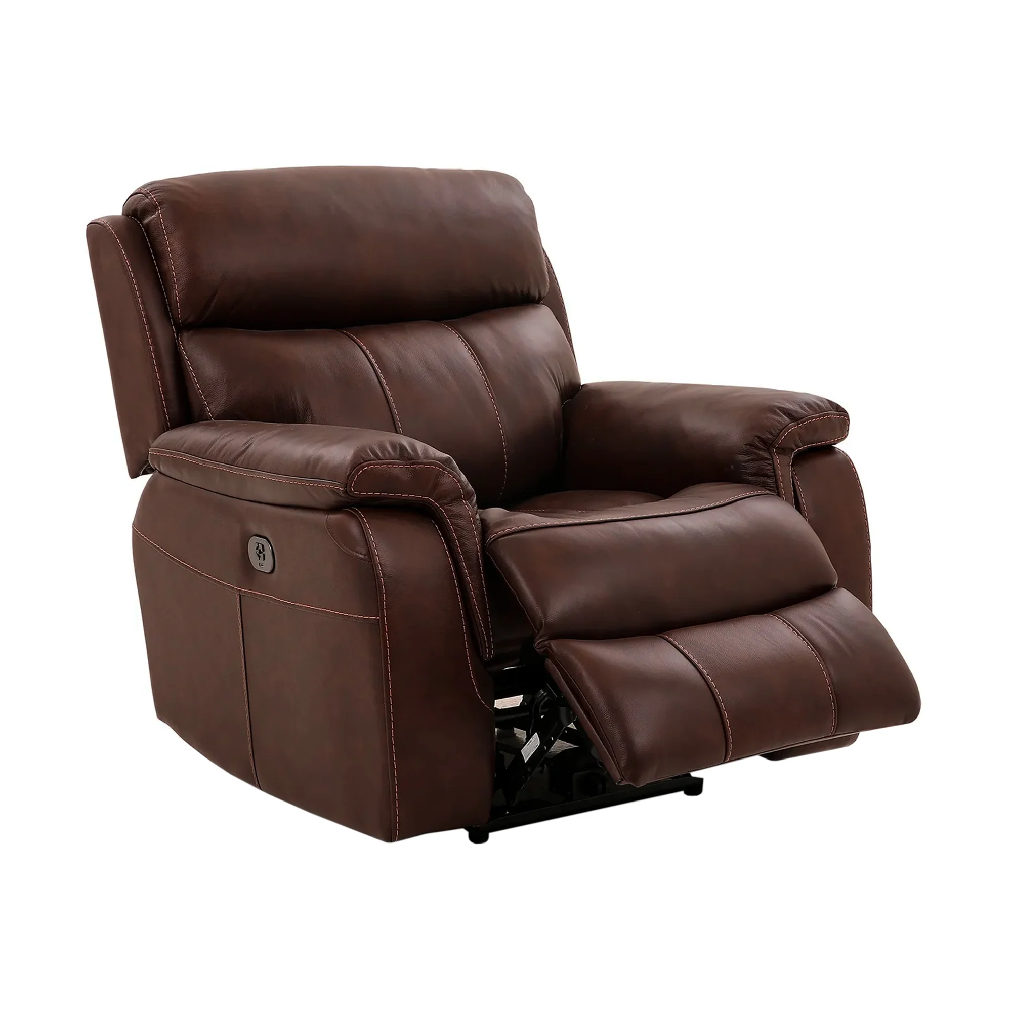 Montague Dual Power Headrest and Lumbar Support Recliner Chair in Genuine Brown Leather By Armen Living - Image 5