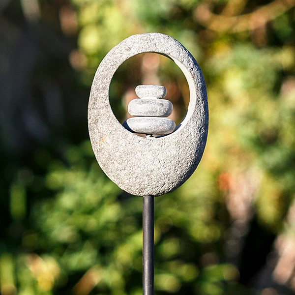 Moon Stone Garden Stake - Stone Cairns. Set of 4 By Garden Age Supply - Image 2