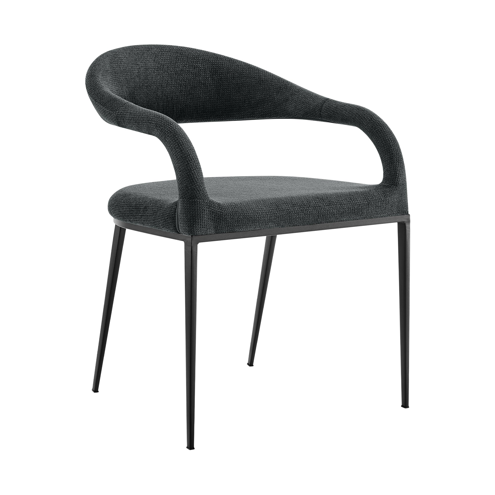 Morgan Upholstered Dining Chair with Matte Black Iron and Light Gray Fabric - Set of 2 By Armen Living - Image 16