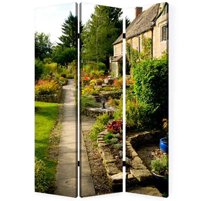 Multi Color Wood Canvas English Garden Screen By Homeroots