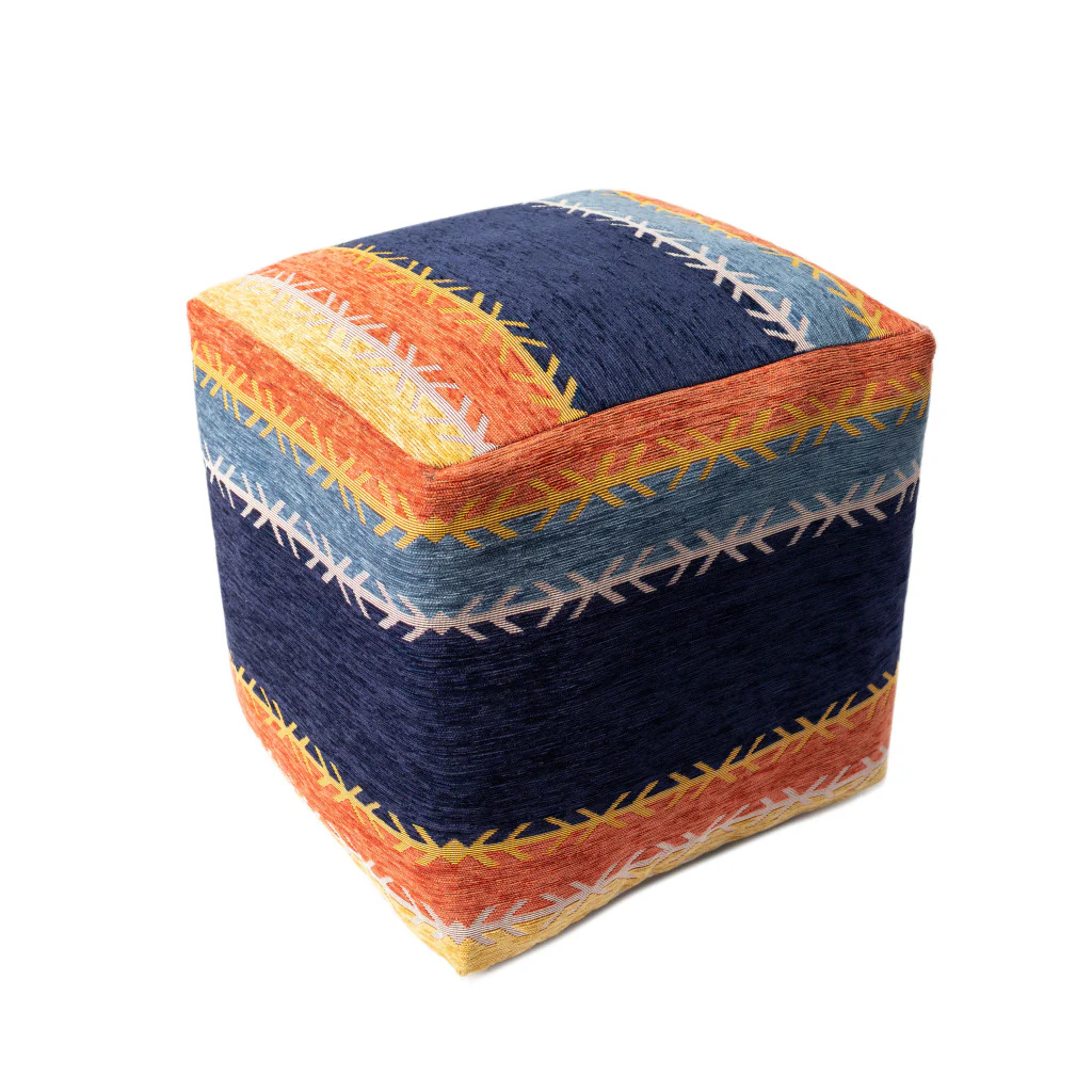 Multicolored Polyester Blend Ottoman By Homeroots