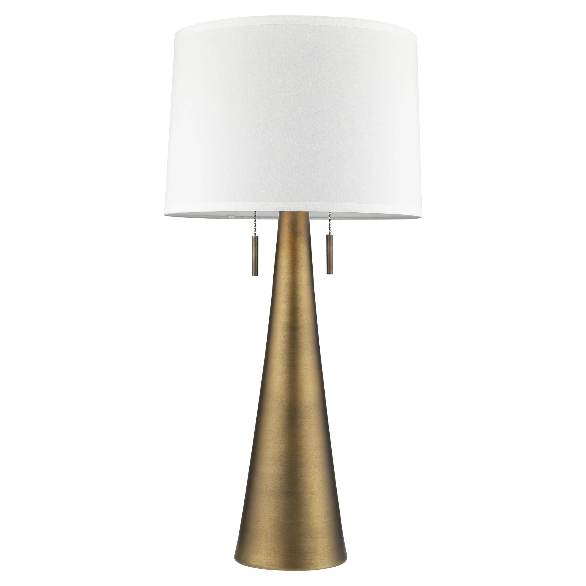 Muse 2-Light Hand Painted Antique Gold Table Lamp With Off White Shantung Shade By Homeroots