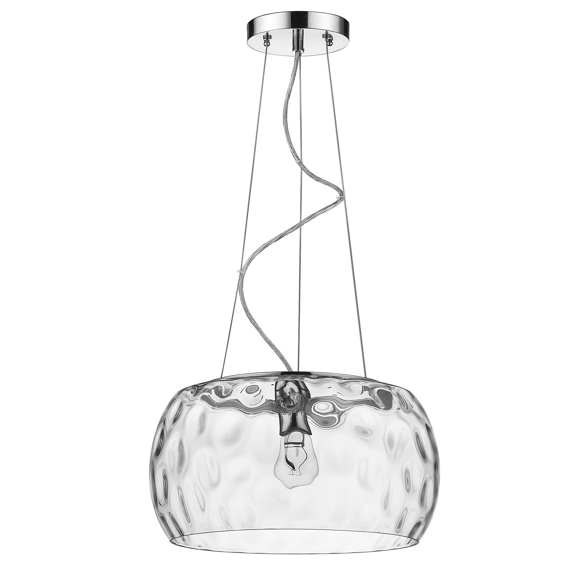 Mystere 1-Light Polished Chrome Pendant With Dimpled Glass Shade By Homeroots