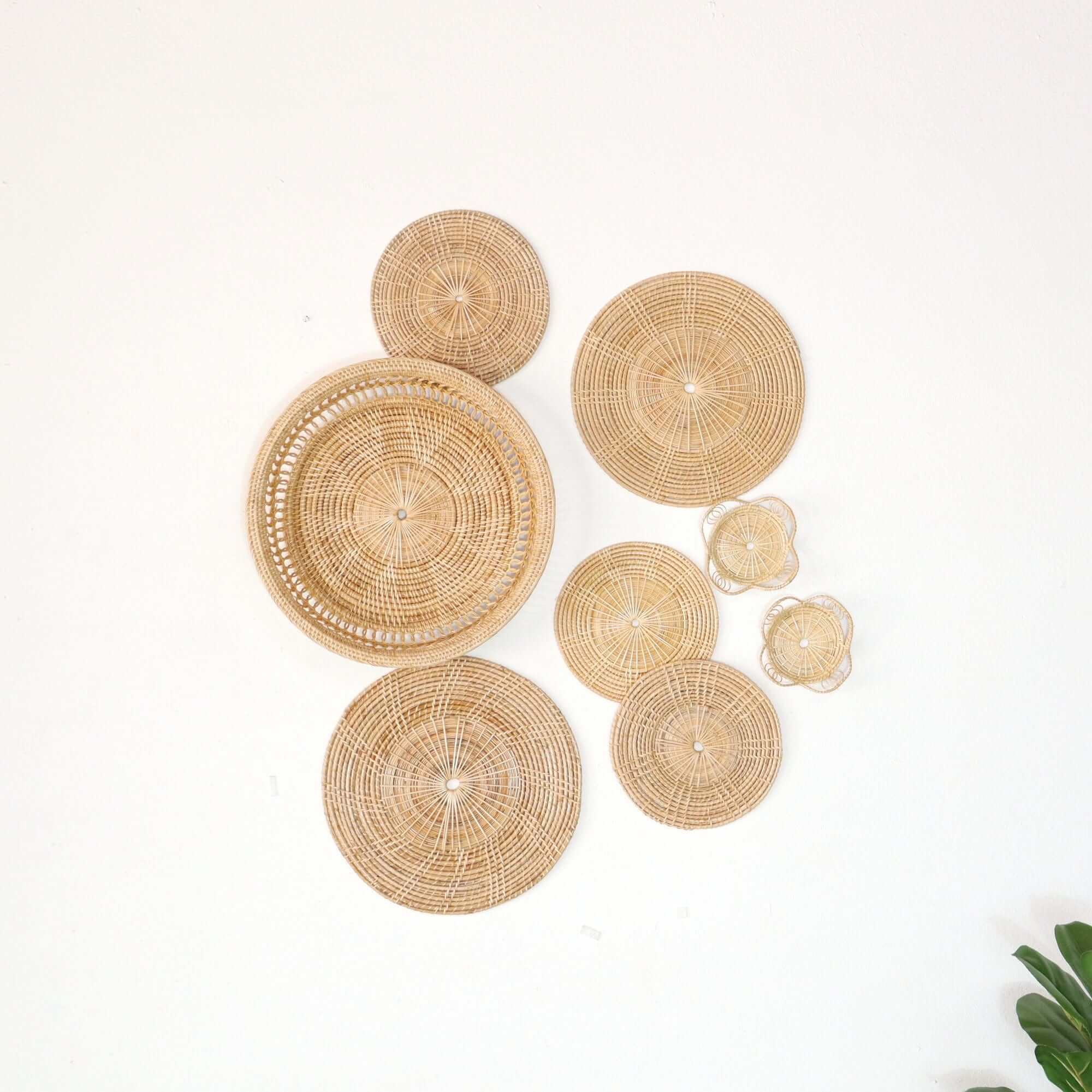Na Pi Da - Rattan Wall Hanging Art Decor Set Of 8 By Thaihome