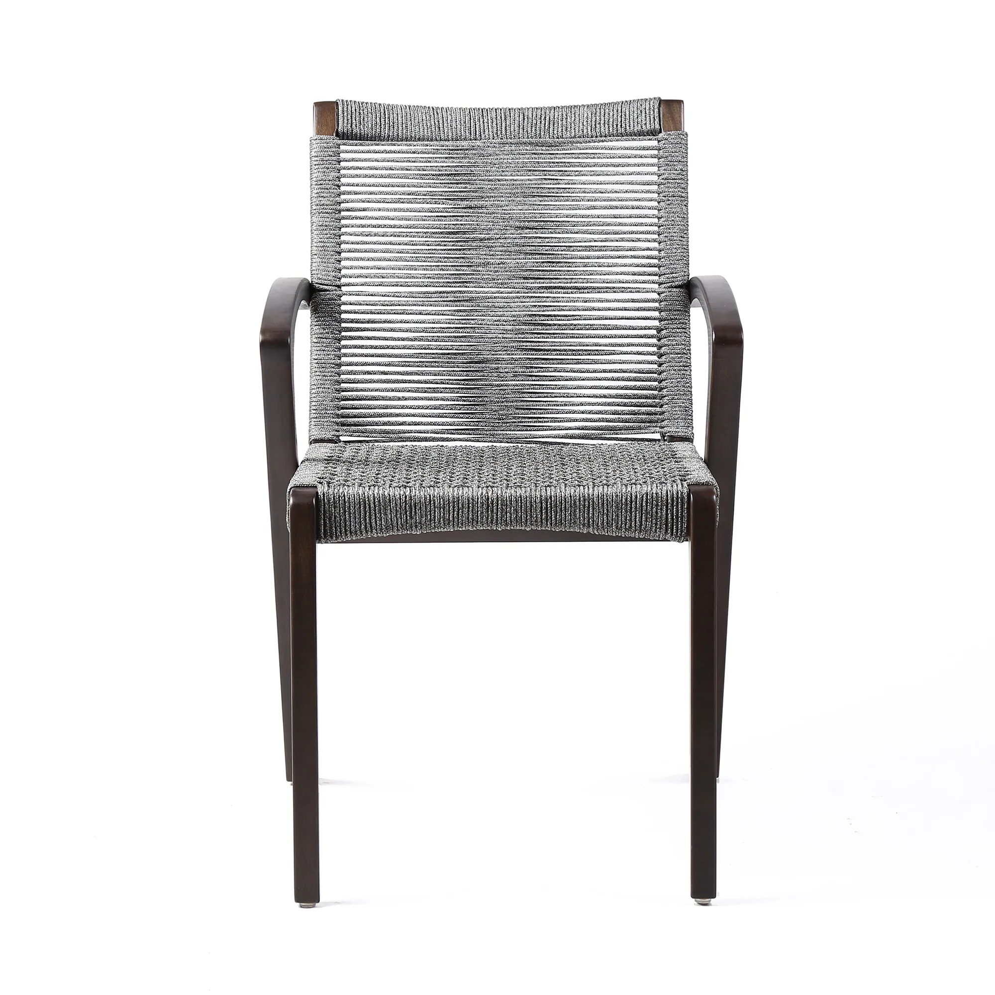 Nabila Outdoor Dark Eucalyptus Wood and Grey Rope Dining Chairs - Set of 2 By Armen Living - Image 5