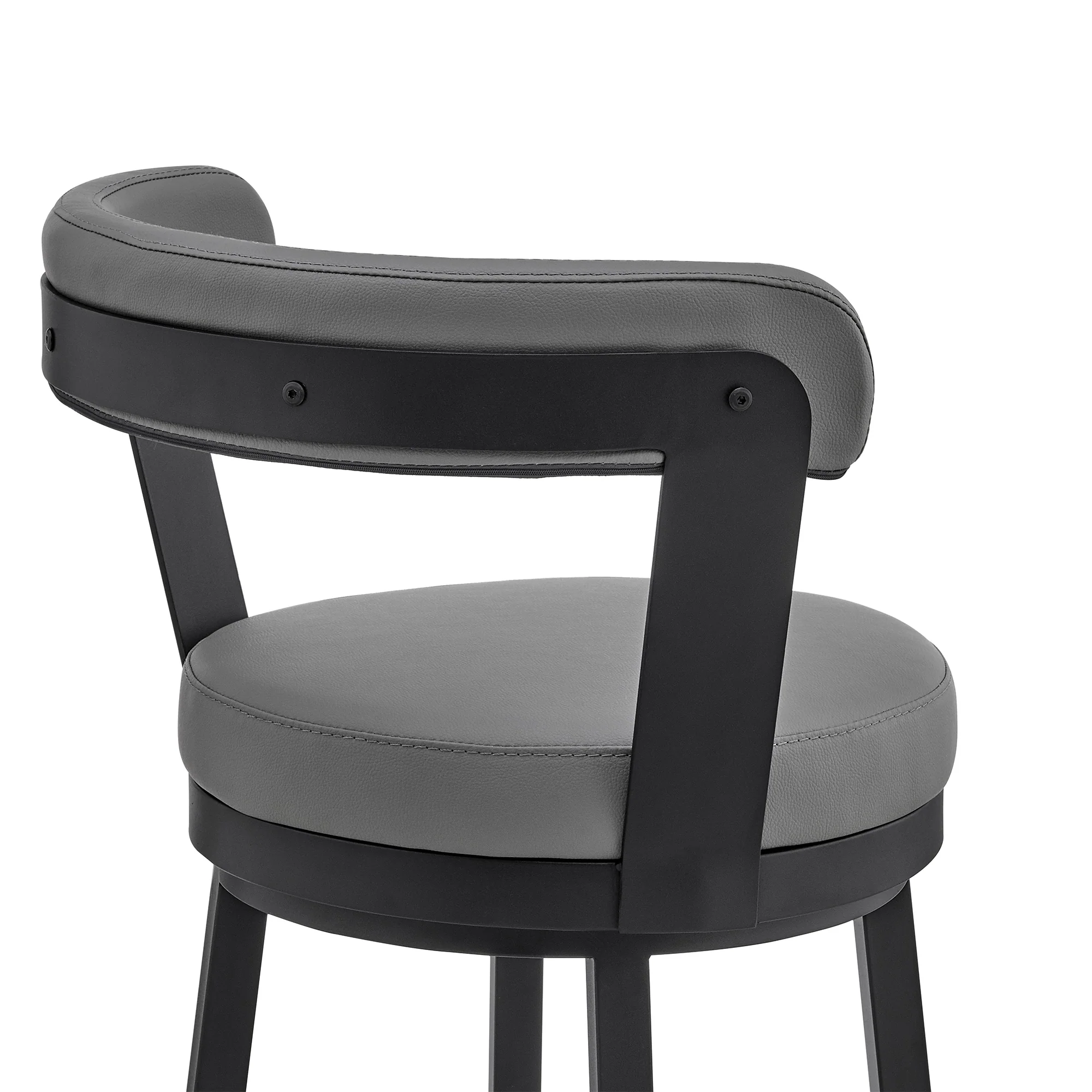 Naomi and Bryant 3-Piece Counter Height Dining Set in Black Metal and Grey Faux Leather By Armen Living - Image 7