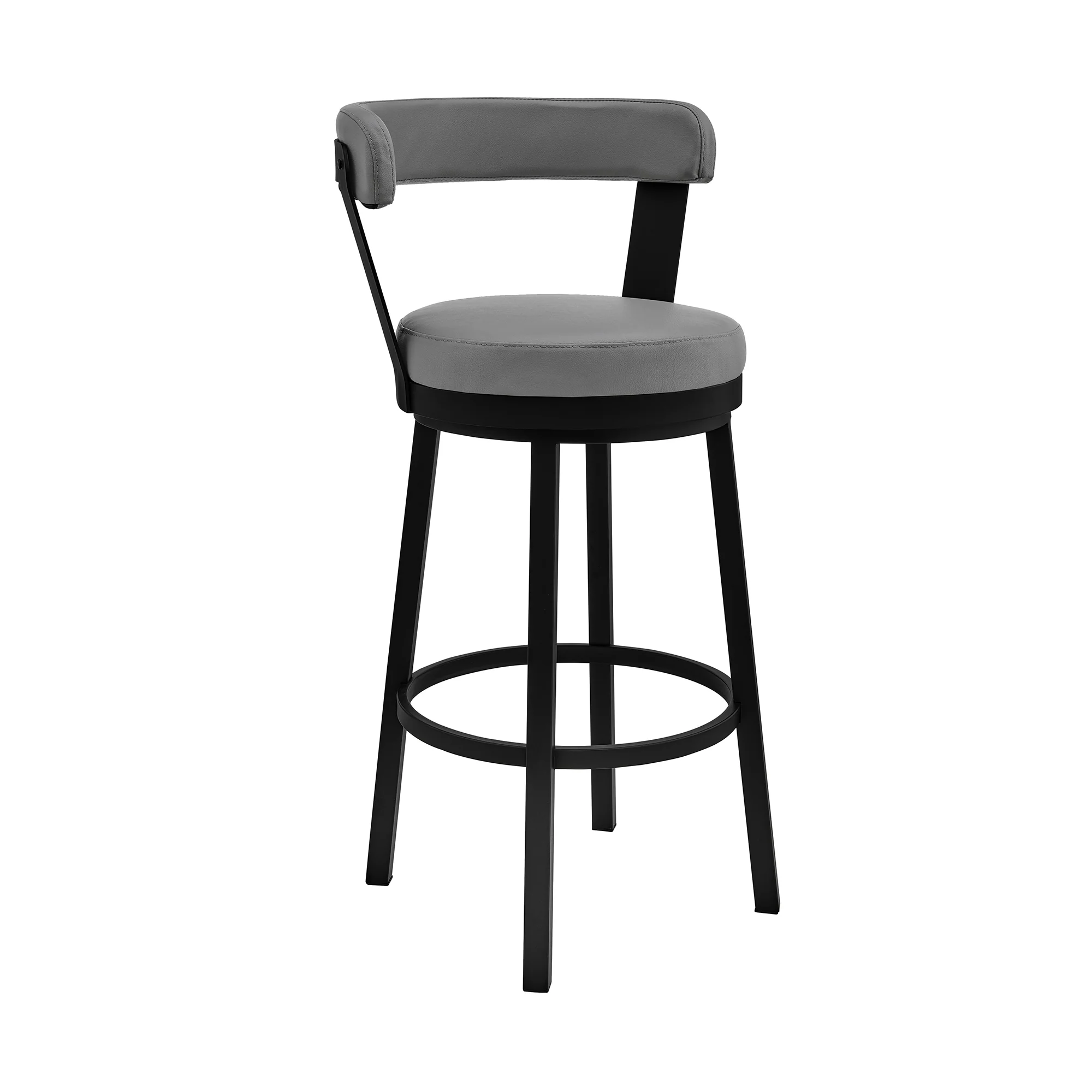 Naomi and Bryant 4-Piece Counter Height Dining Set in Black Metal and Grey Faux Leather By Armen Living - Image 3