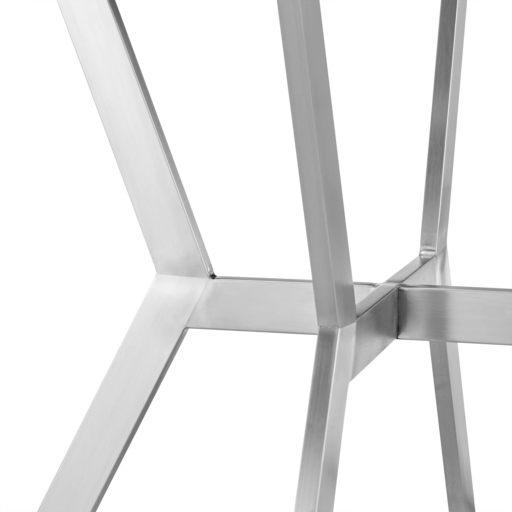 Naomi and Livingston 4-Piece Counter Height Dining Set in Brushed Stainless Steel and Grey Faux Leather By Armen Living - Image 8