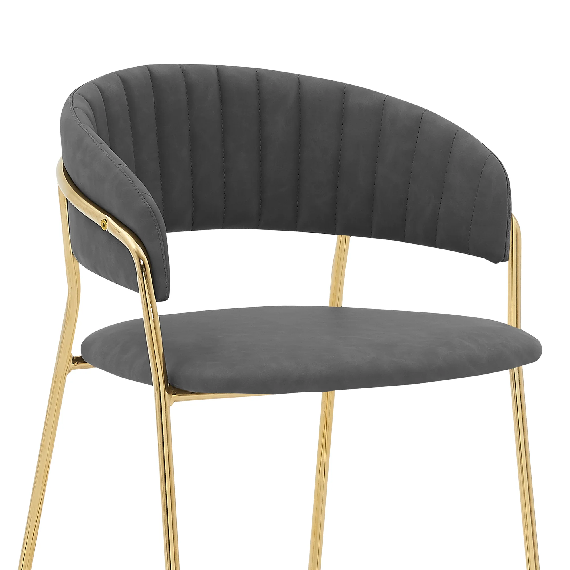 Nara 30" Gray Faux Leather and Metal Counter Height Barstool with Gold Frame By Armen Living - Image 5