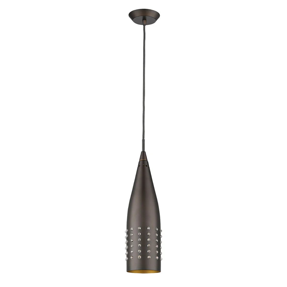Narrow Bronze Hanging Light with Glass Studs By Homeroots
