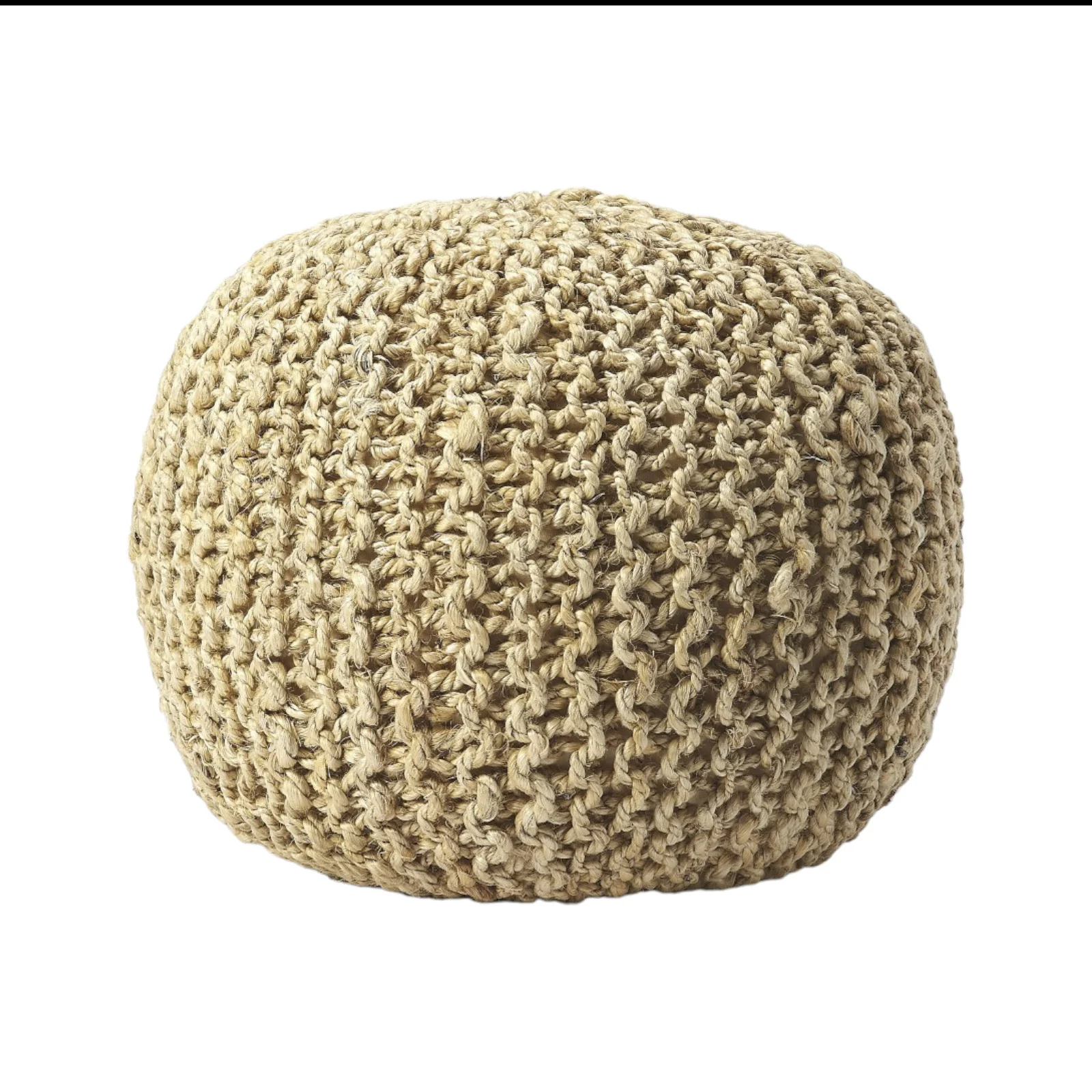 Natural Jute Round Pouf Ottoman By Homeroots
