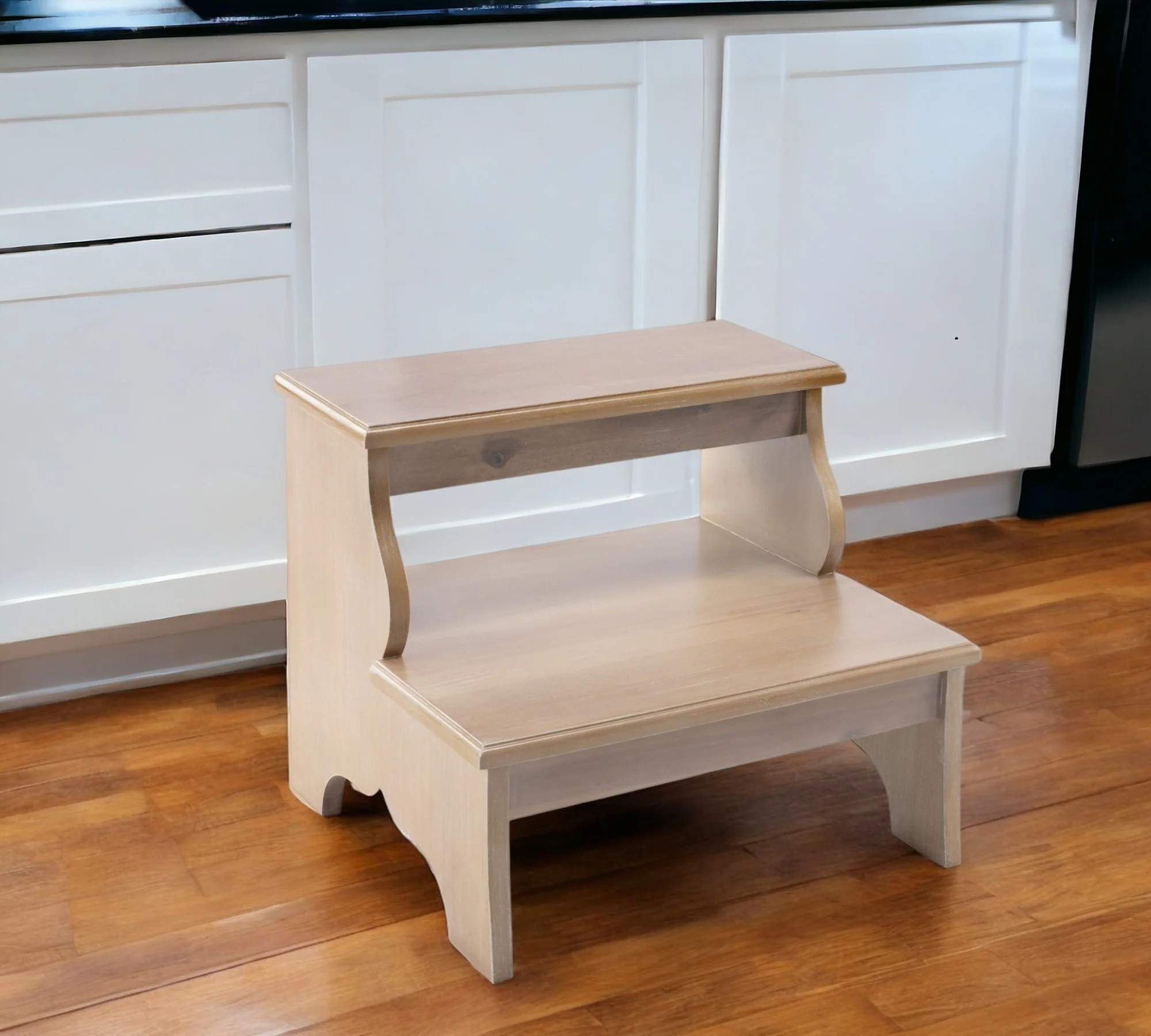 Natural Solid Wood and Solid and Manufactured Wood Backless Bar Chair By Homeroots