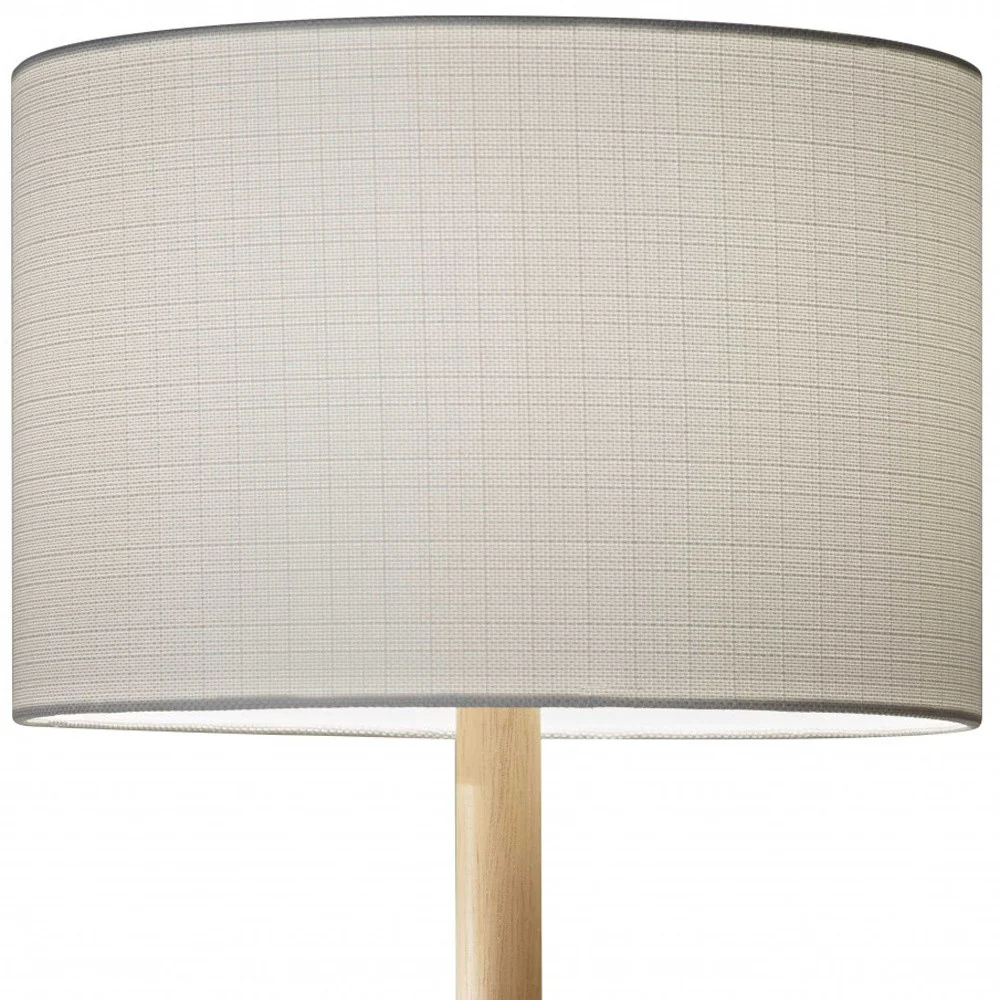 Natural Solid Wood Table Lamp With Gray Drum Shade By Homeroots - Image 4