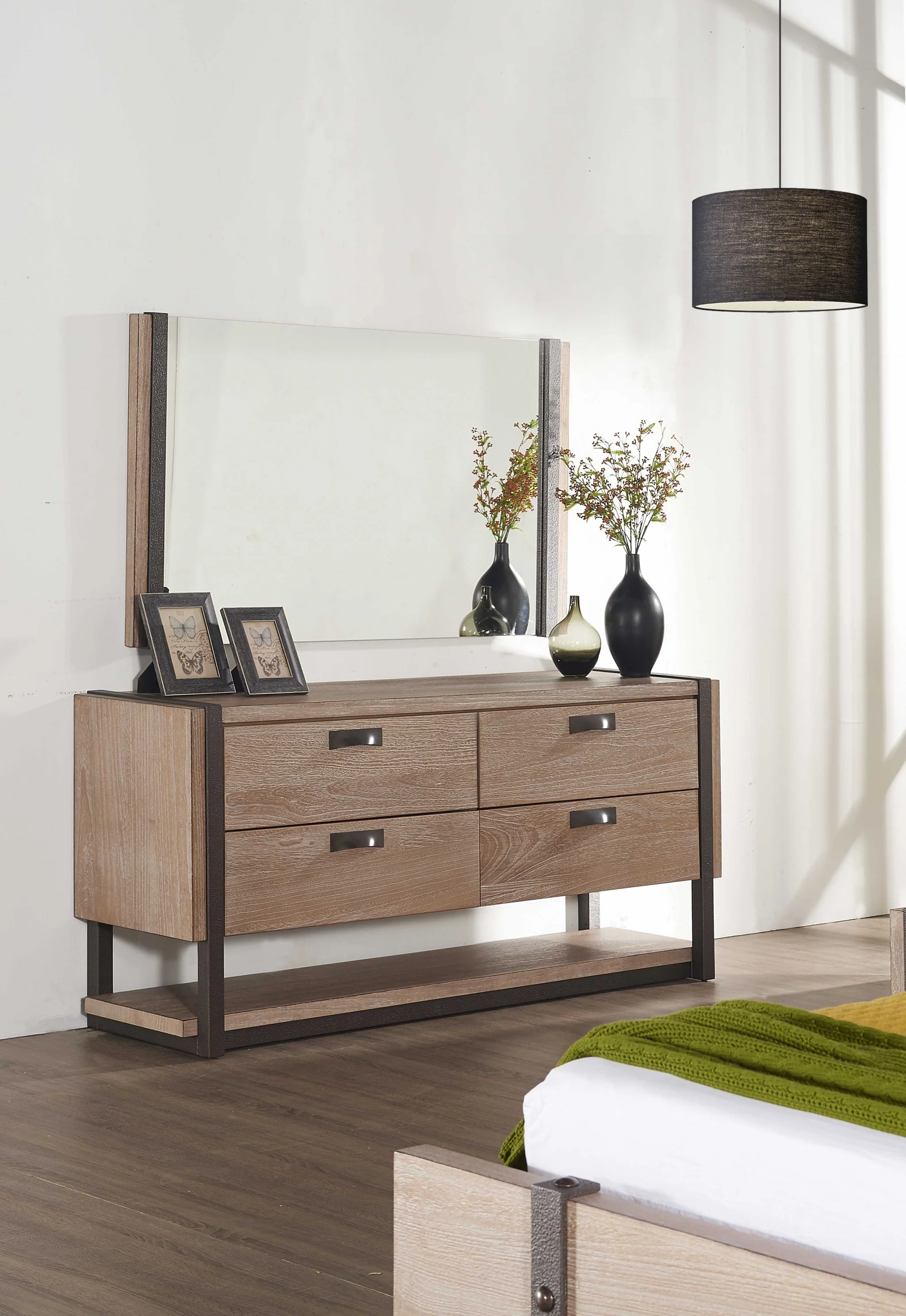 Natural Veneer Metal Mirror By Homeroots