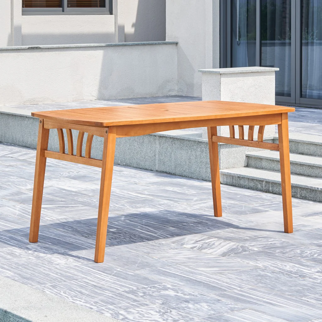 Natural Wood Dining Table with Sturdy Legs By Homeroots