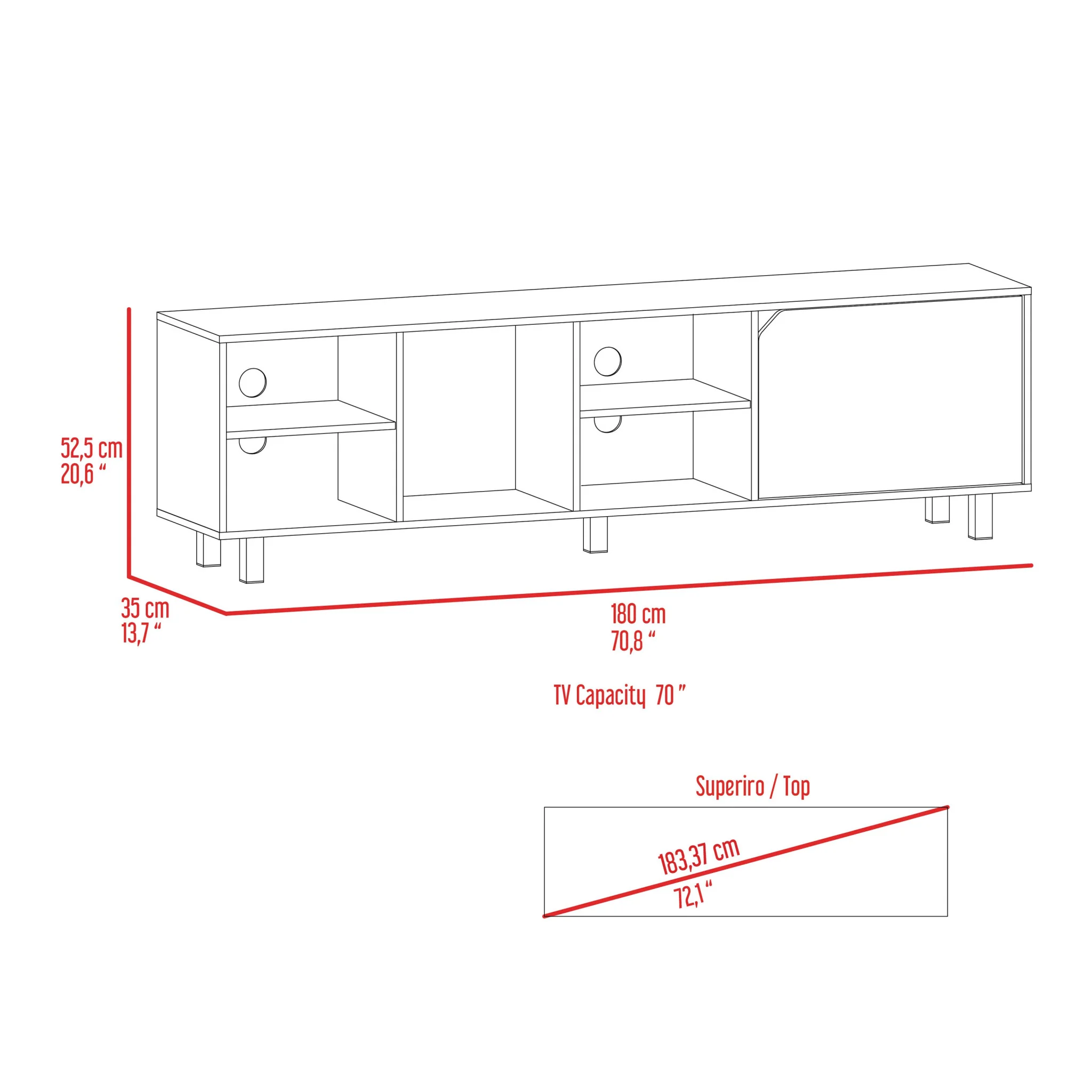 Natural Wood Enclosed and Open Storage TV Stand By Homeroots - Image 8