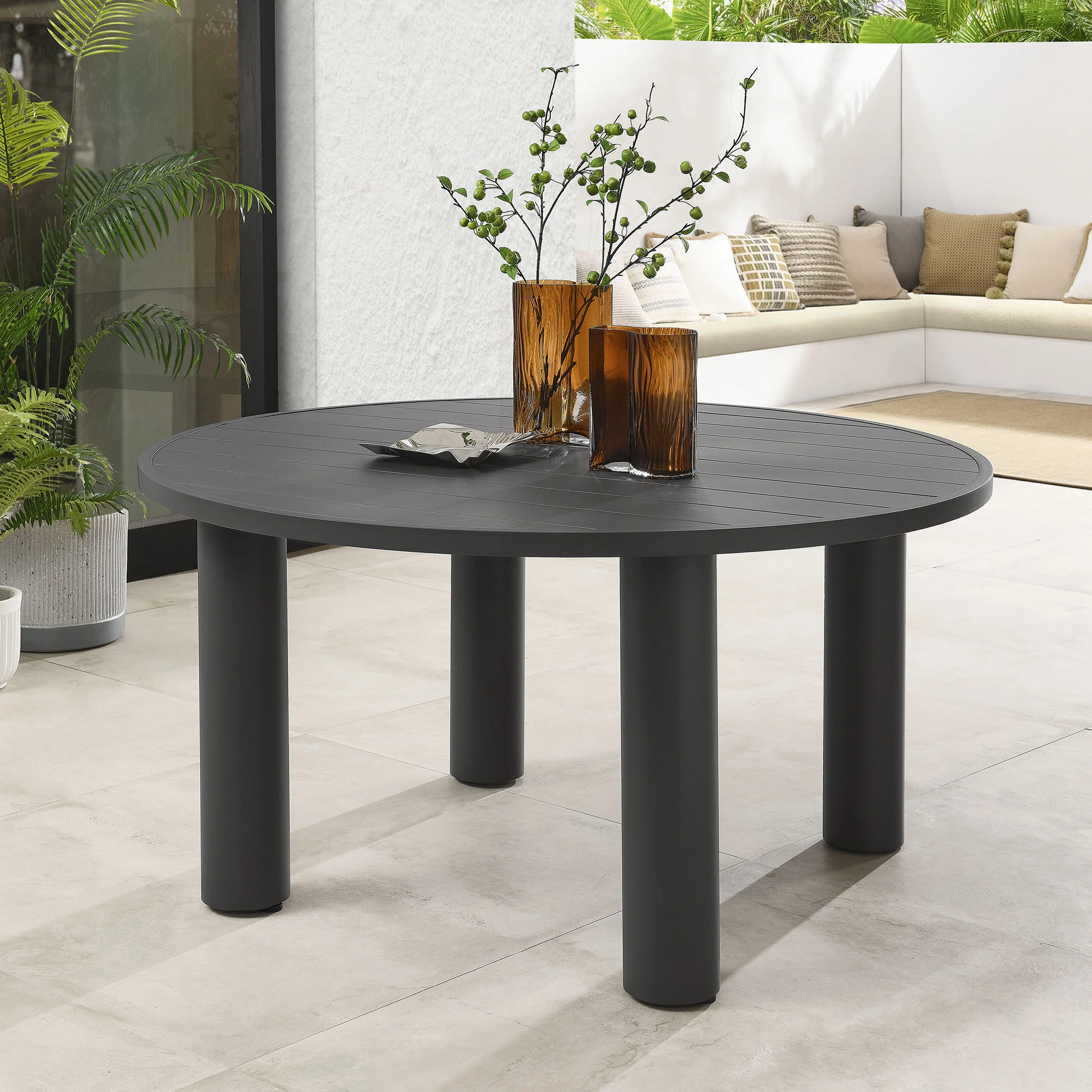 Nautica Outdoor Patio 60" Round Aluminum Dining Table by Modway