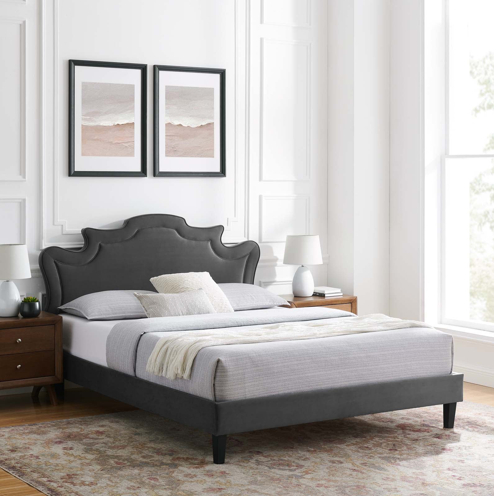 Neena Performance Velvet Queen Bed By Modway - MOD-6830