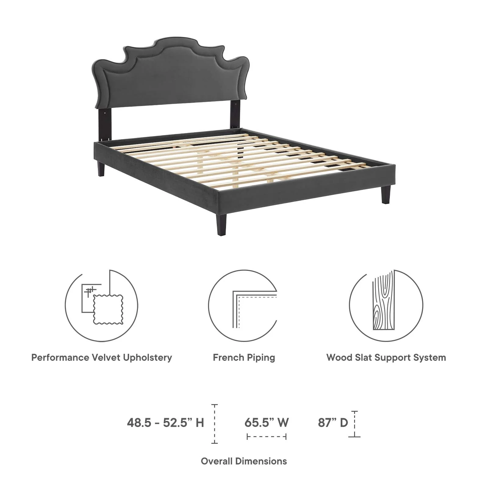 Neena Performance Velvet Queen Bed By Modway - MOD-6830 - Image 10
