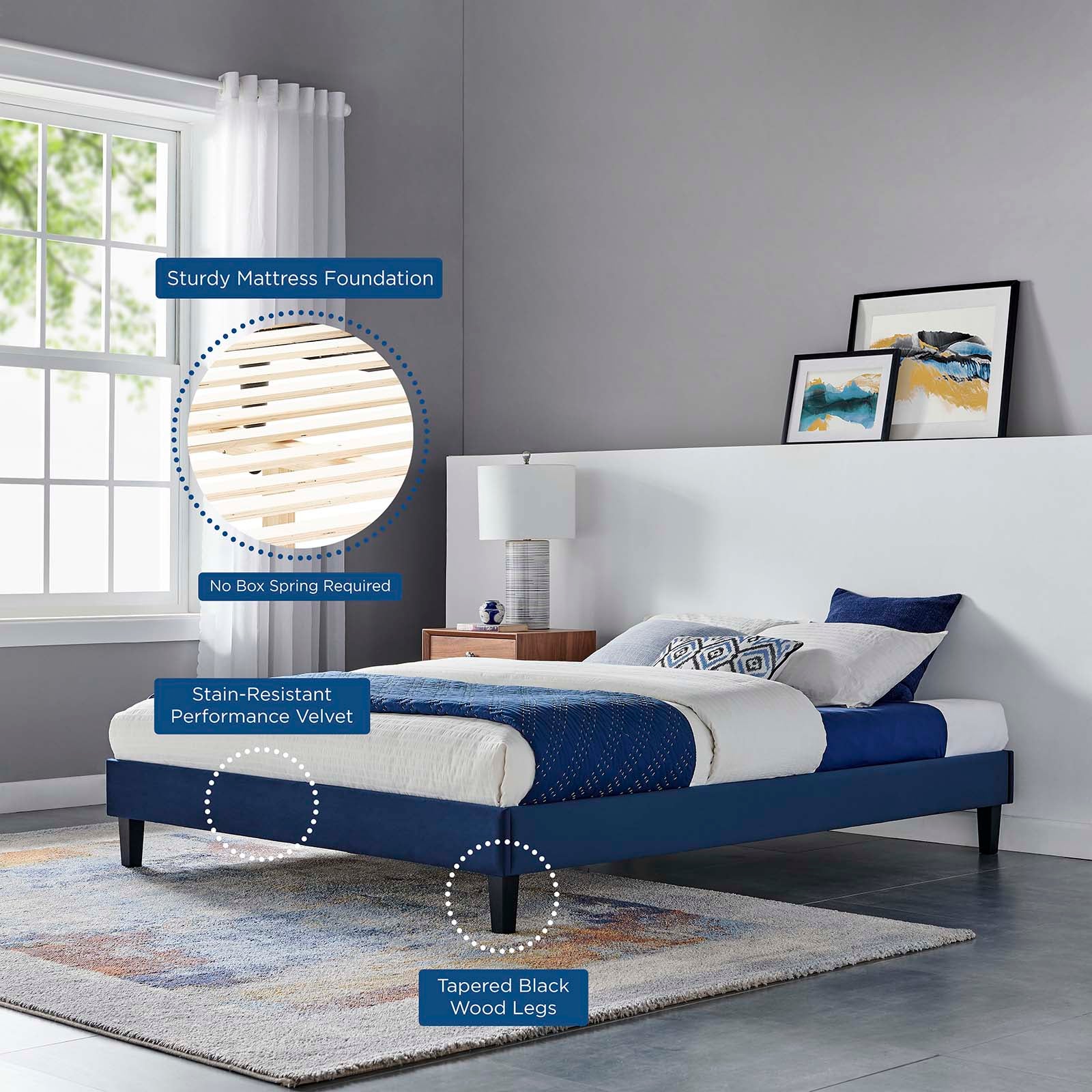 Neena Performance Velvet Queen Bed By Modway - MOD-6830 - Image 26