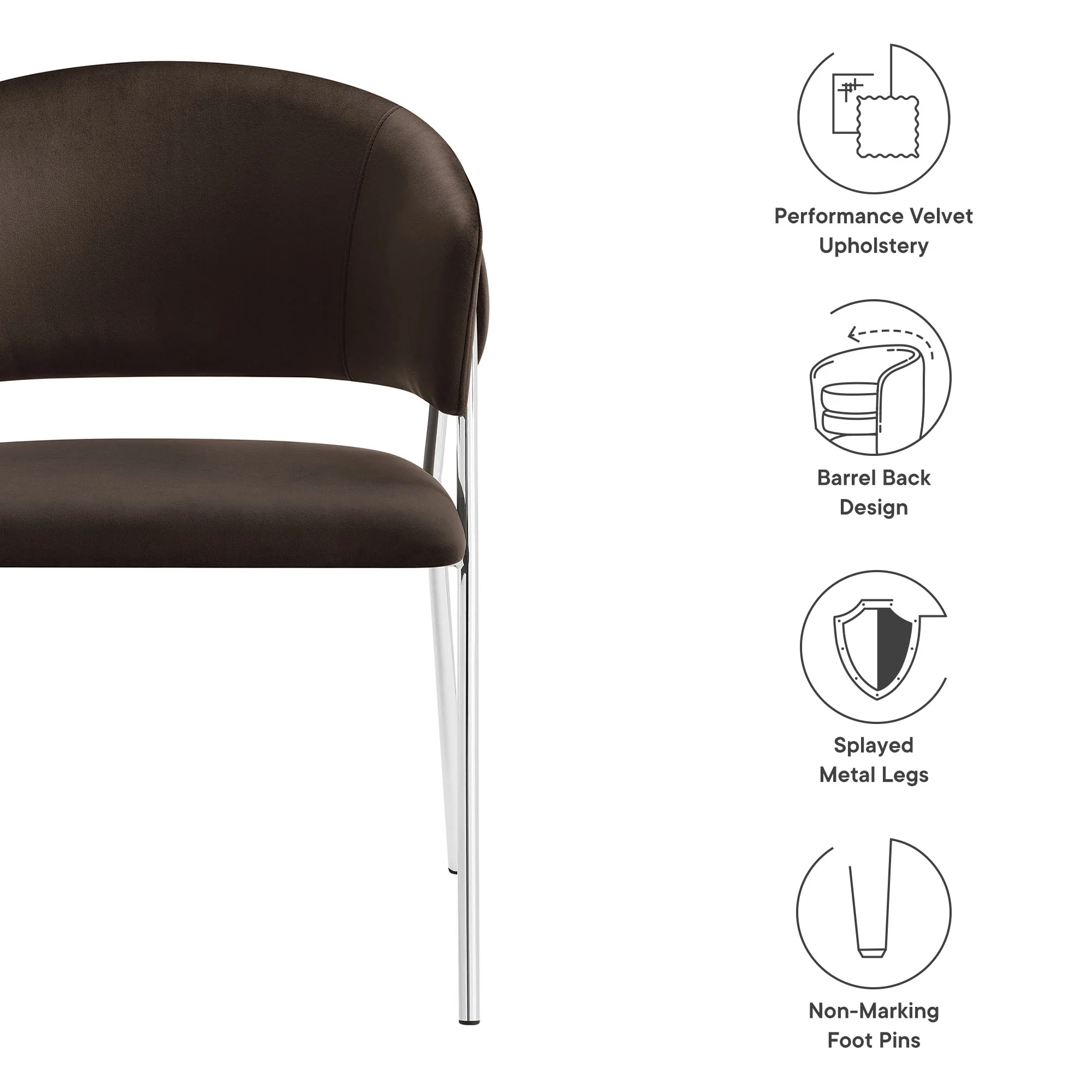 Nella Upholstered Performance Velvet Dining Chair Set of 2 by Modway - Image 29