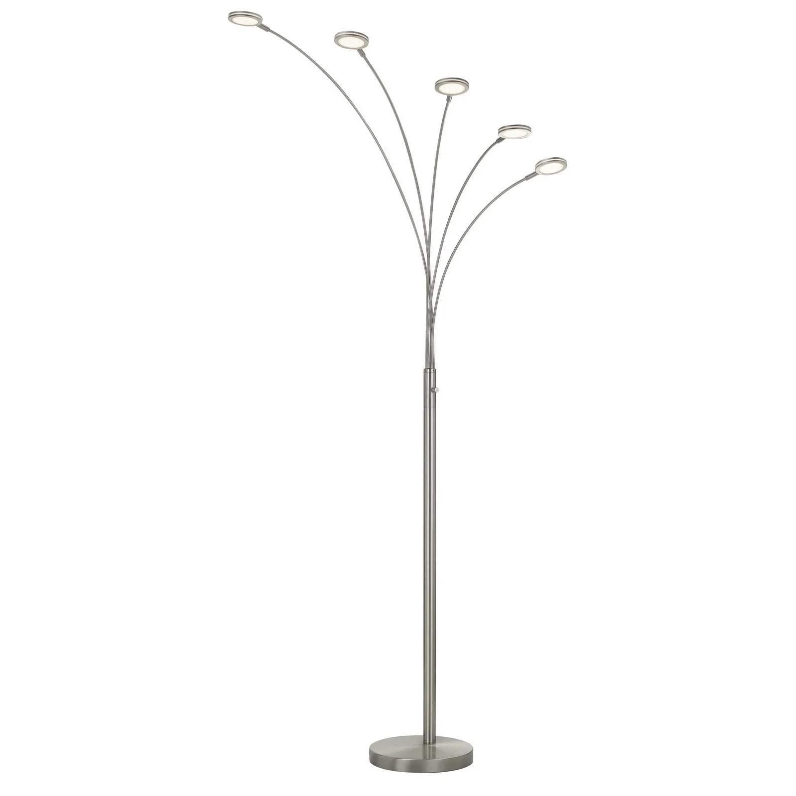 Nickel Five Light Led Arc Floor Lamp By Homeroots
