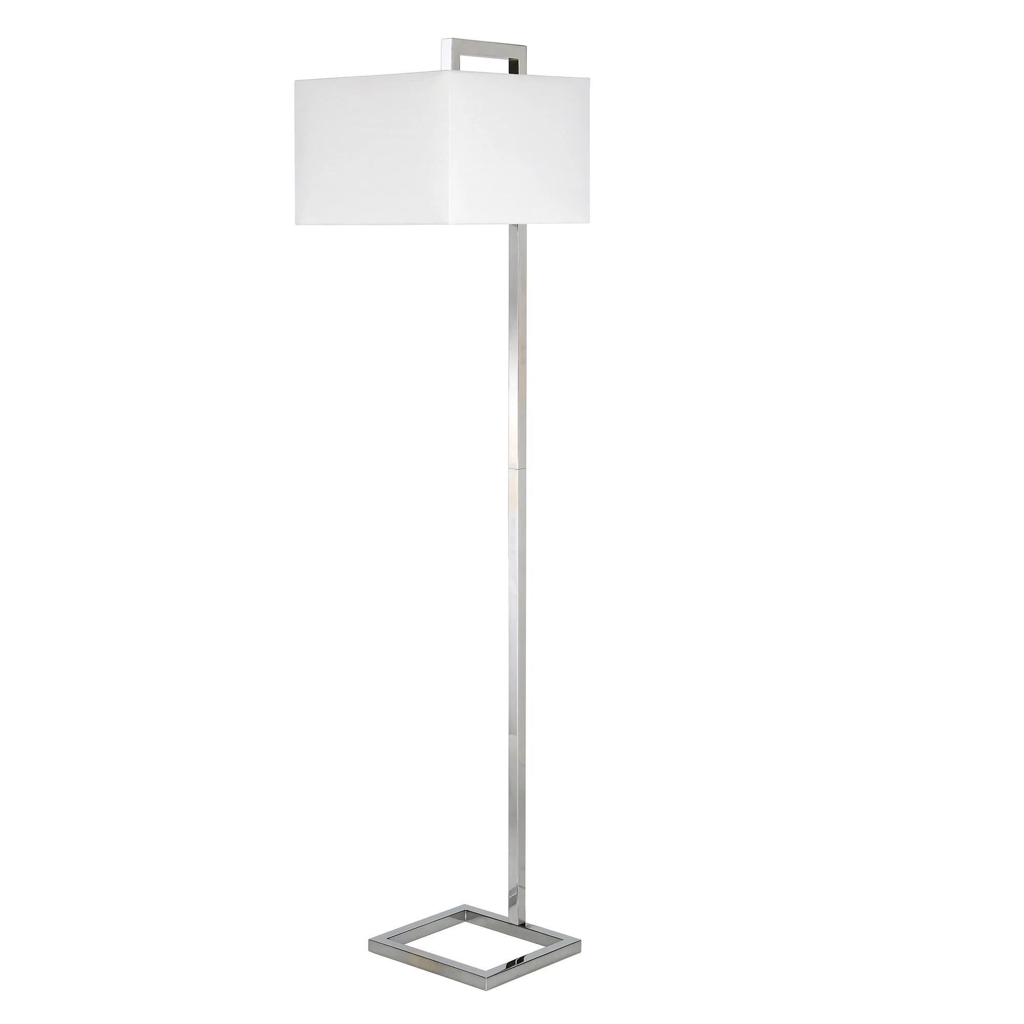 Nickel Floor Lamp With White Frosted Glass Rectangular Shade By Homeroots