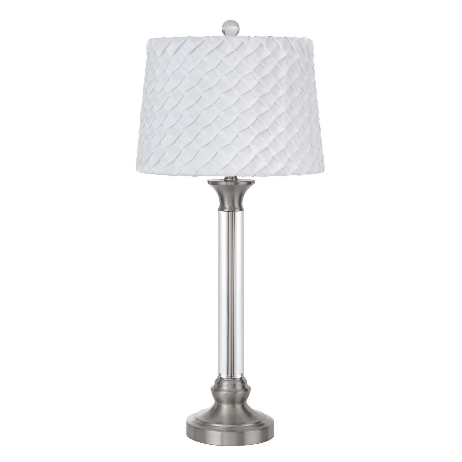 Nickel Metal Table Lamp With White Empire Shade By Homeroots