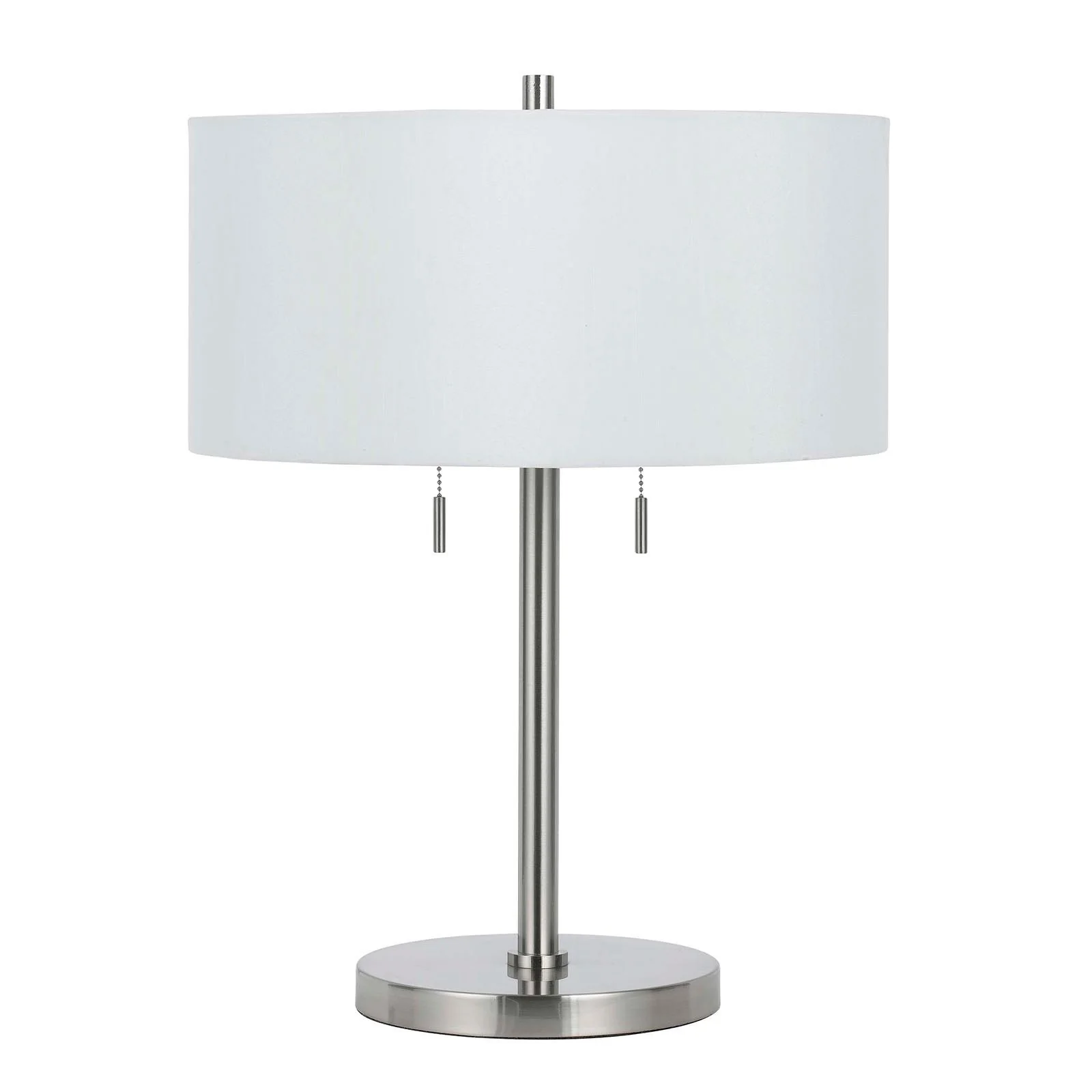 Nickel Metal Two Light Table Lamp With White Empire Shade By Homeroots