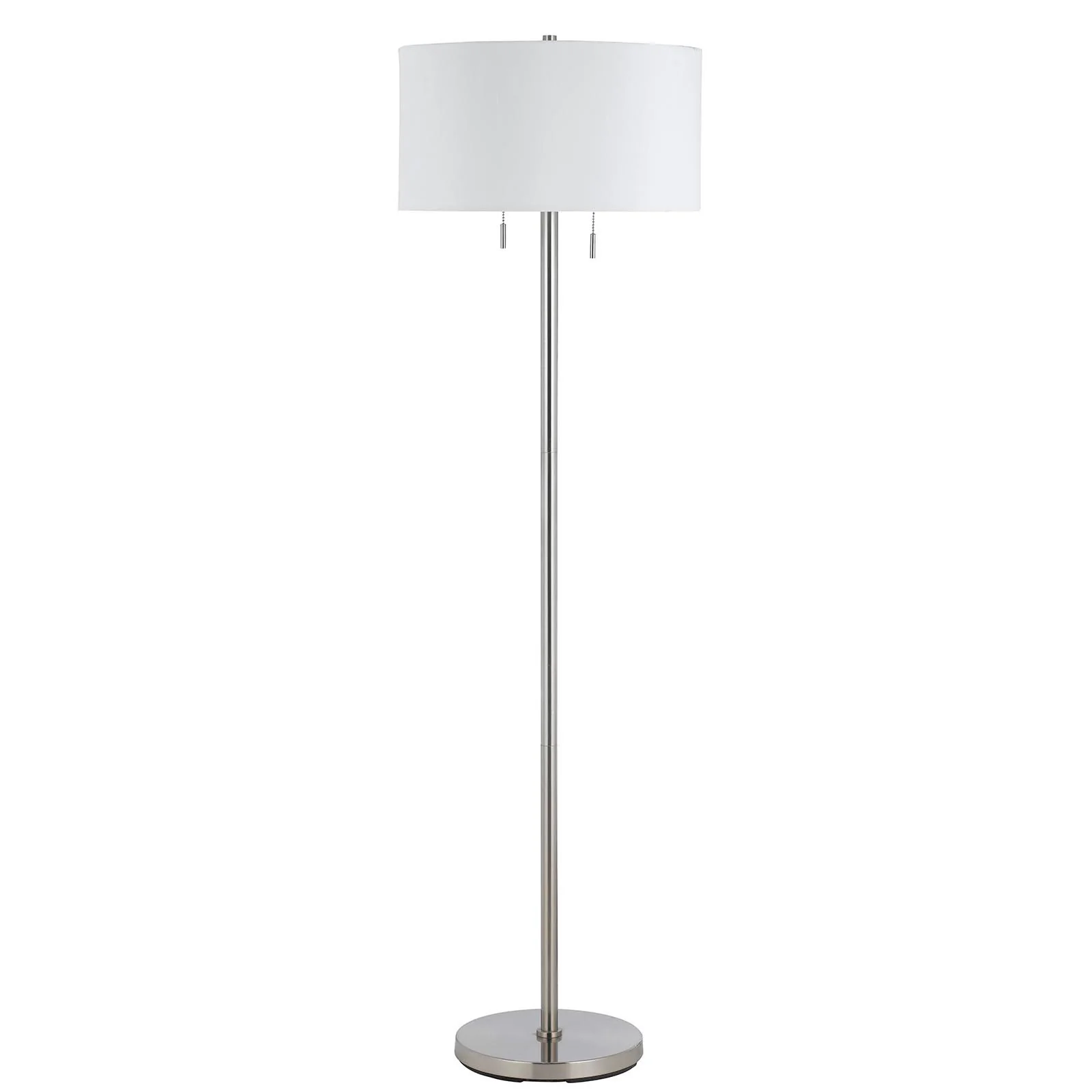 Nickel Two Light Traditional Shaped Floor Lamp With White Rectangular Shade By Homeroots