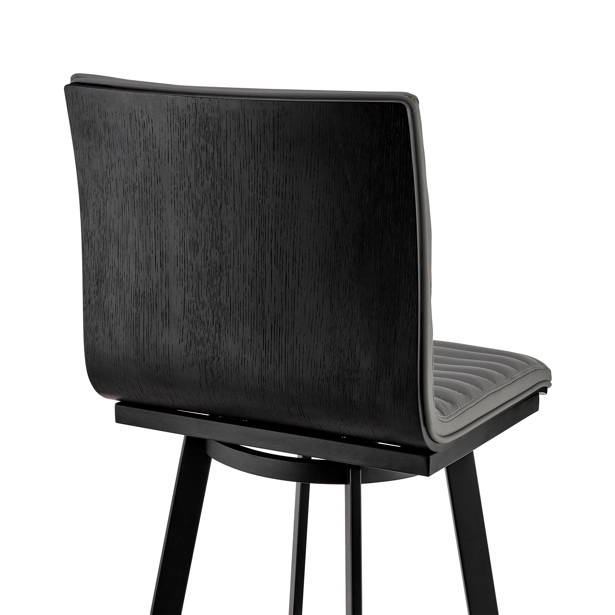 Nikole 26" Counter Height Swivel Bar Stool in Matt Black Finish with Gray Faux Leather By Armen Living - Image 9