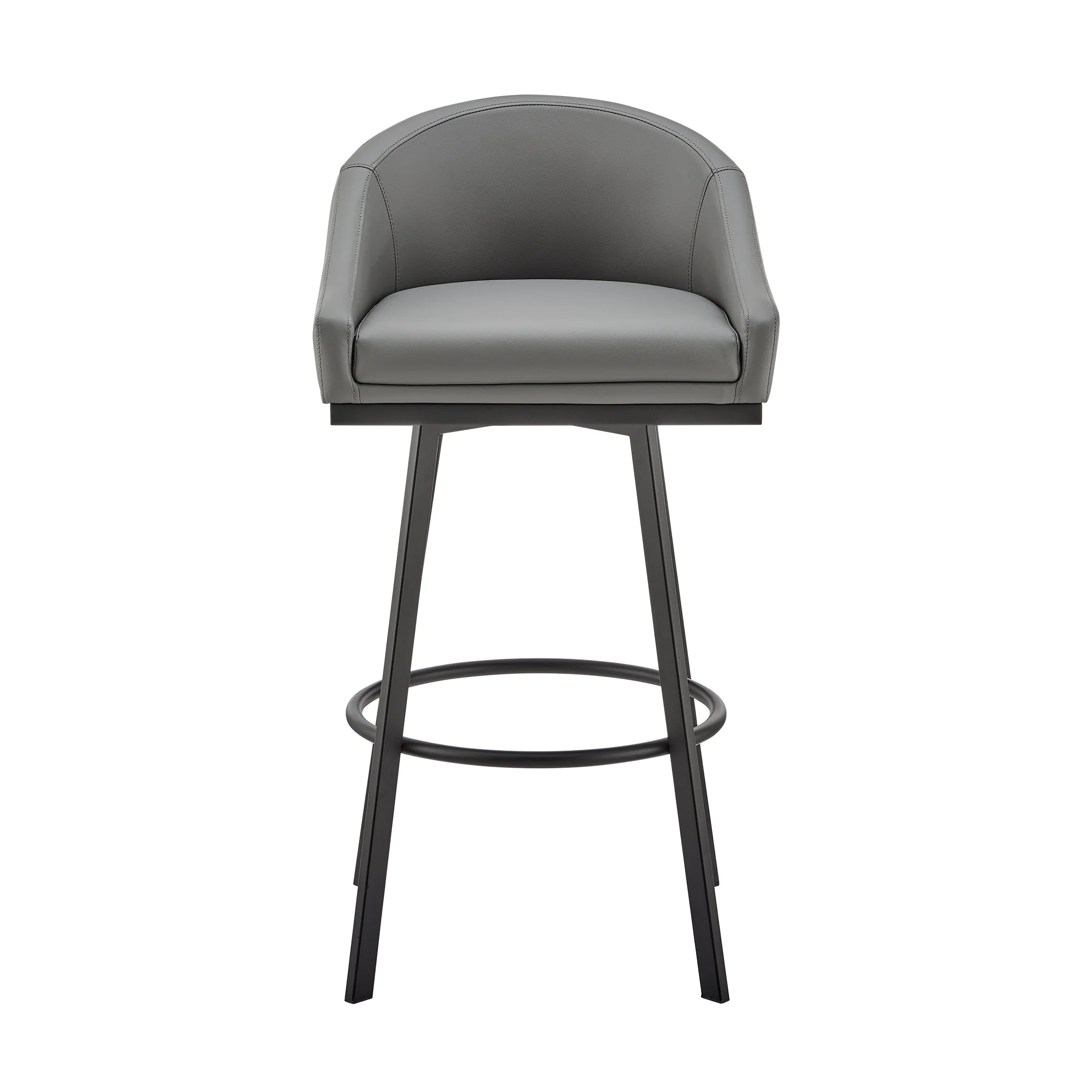 Noran Swivel Bar Stool in Black Metal with Black Faux Leather By Armen Living - Image 13